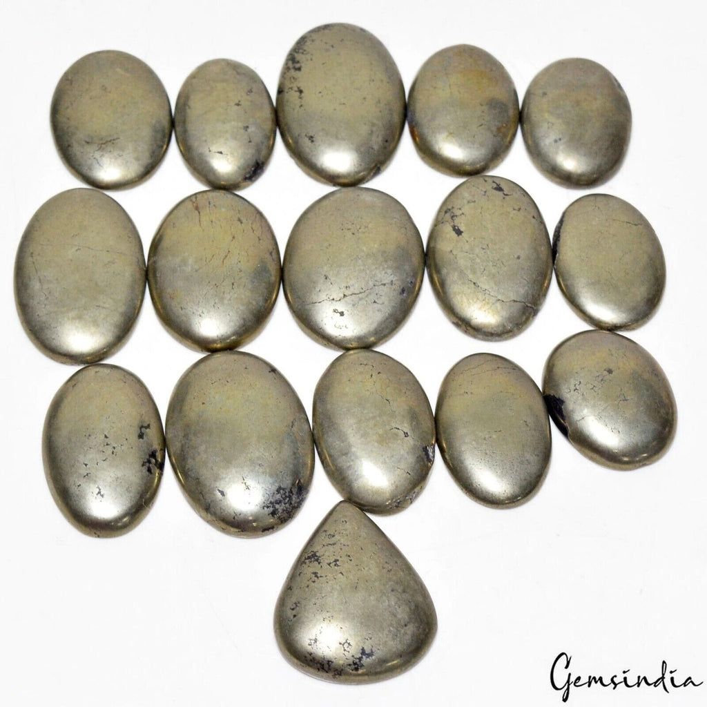 940 Cts/16 Pcs Natural Untreated Peru Apache Gold Pyrite Mix Cab Loose Gems Lot