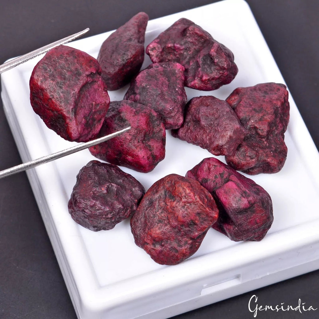 10 Pcs Natural Red Ruby Rough 15mm-22mm Loose Uncut Gemstones Specimen Wholesale