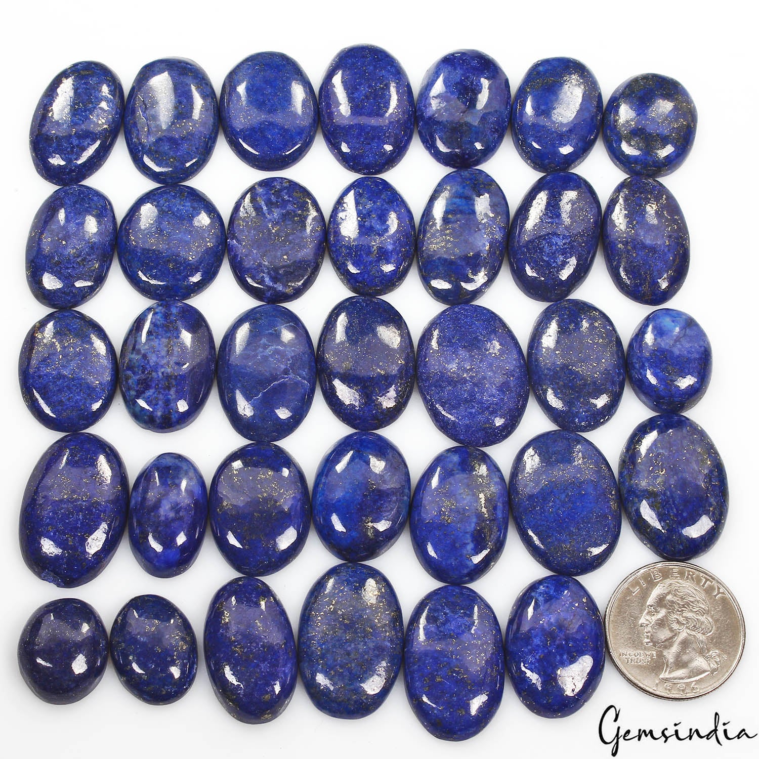 Lapis Lazuli Lot, Cabochon, Blue — 34 Pieces, 18mm to 27mm, 700 Ct, Afghanistan