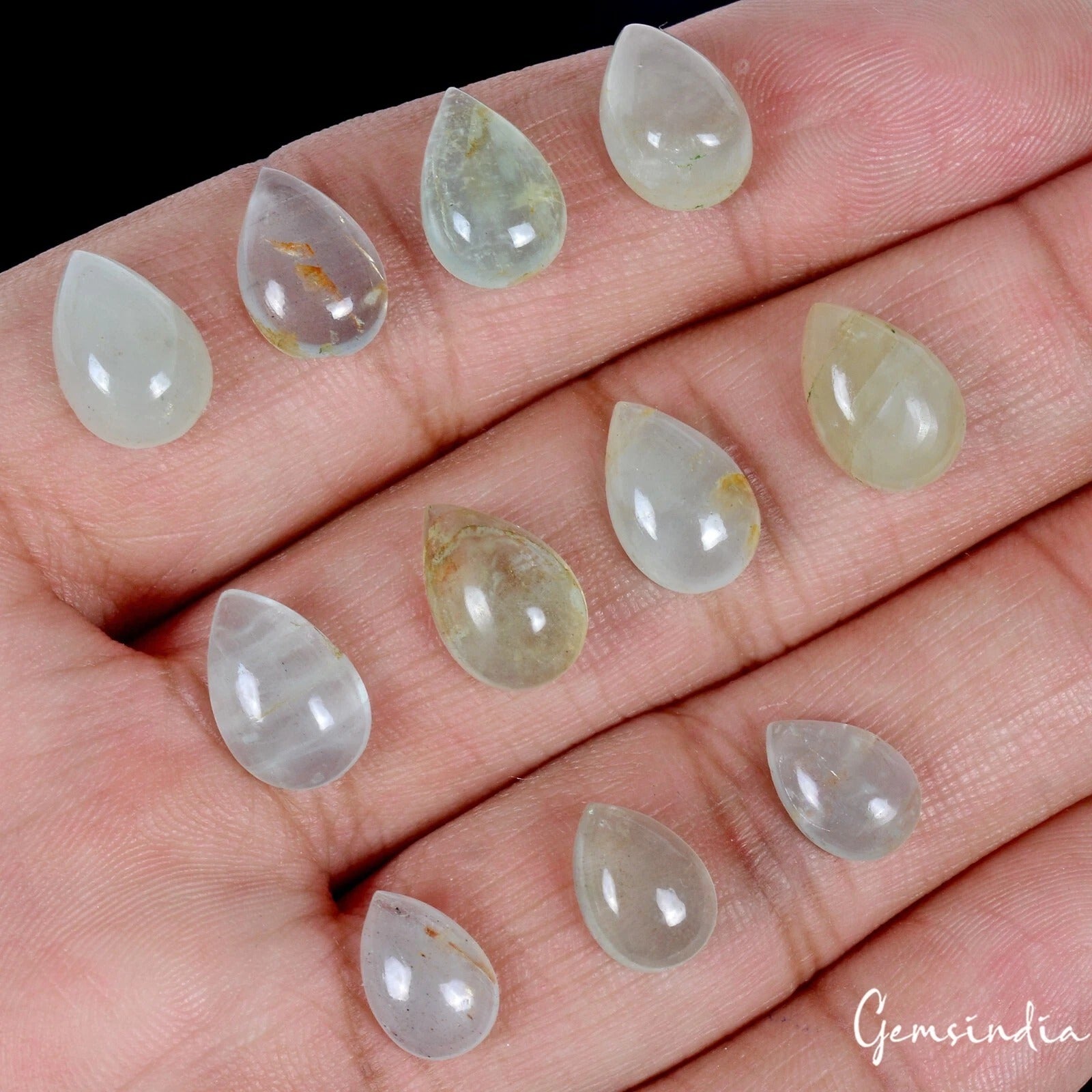 31.60 Ct Natural Blue Green Aquamarine Pear Cab Loose Gem Lot 11 Pc For Jewelry
