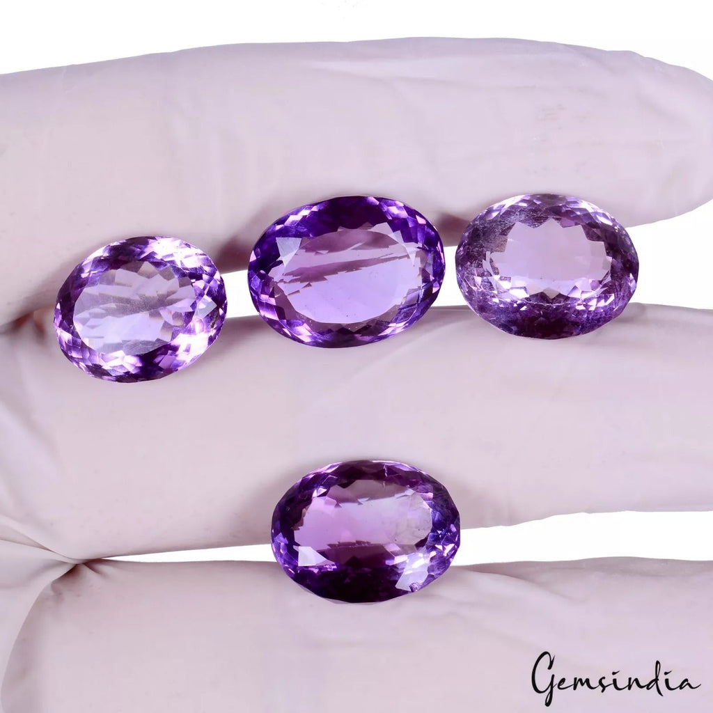50.35 Ct Natural Untreated Purple Amethyst Oval Cut Gemstone Lot 4Pc for Jewelry