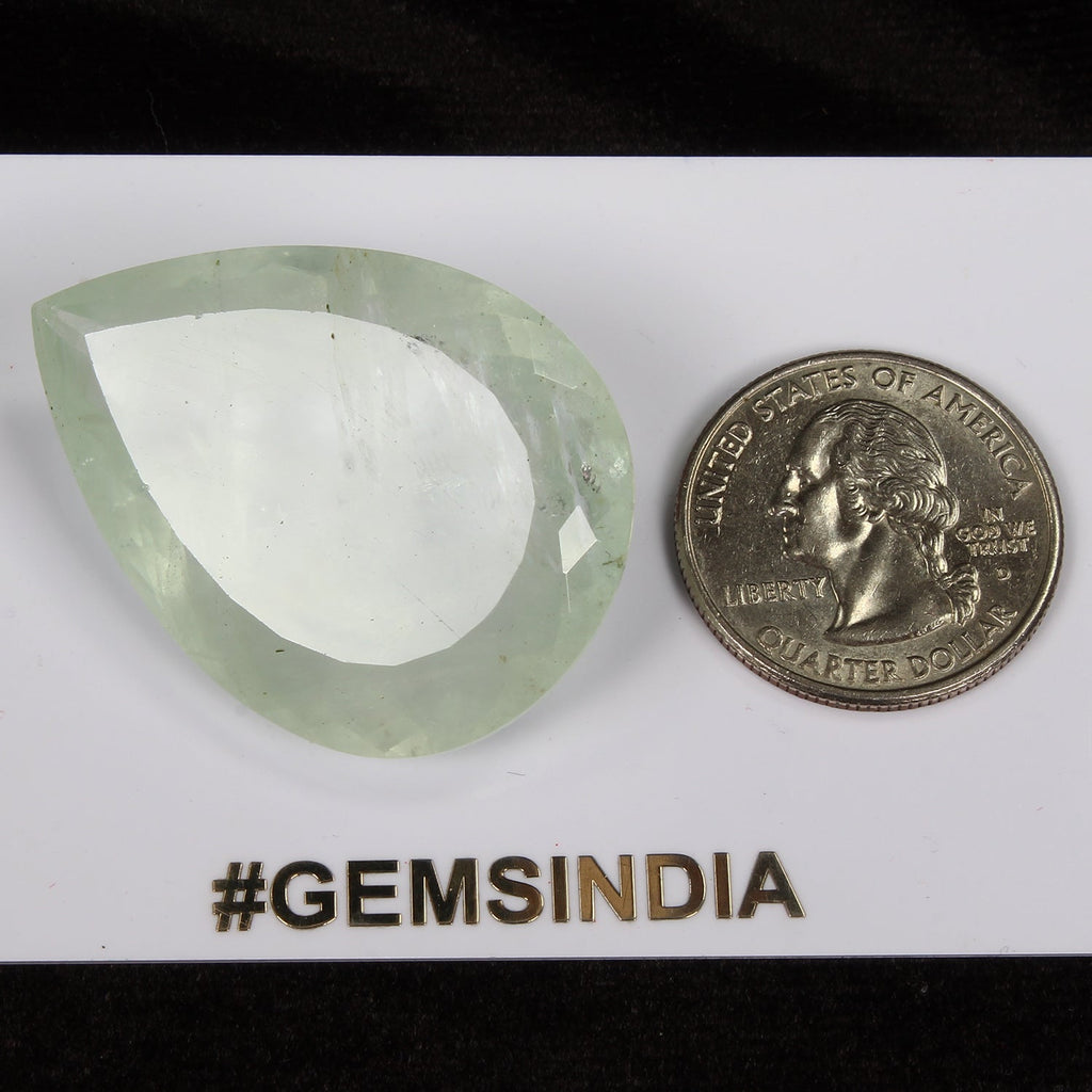 Certified 82.80 Cts Natural Unheated Aqua Green Aquamarine Pear Loose Gemstone