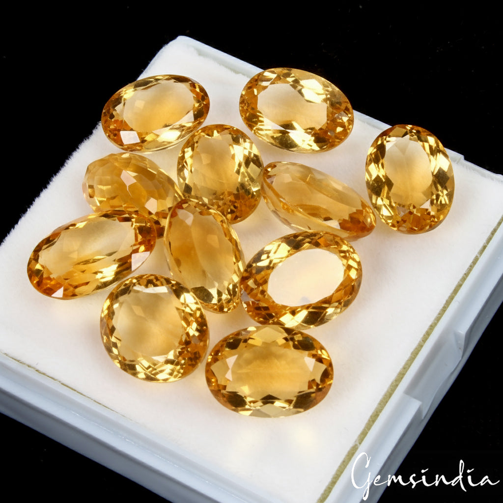 VVS 11 Pc Natural Citrine AAA Quality Oval Cut 12-14mm Loose Untreated Gemstones