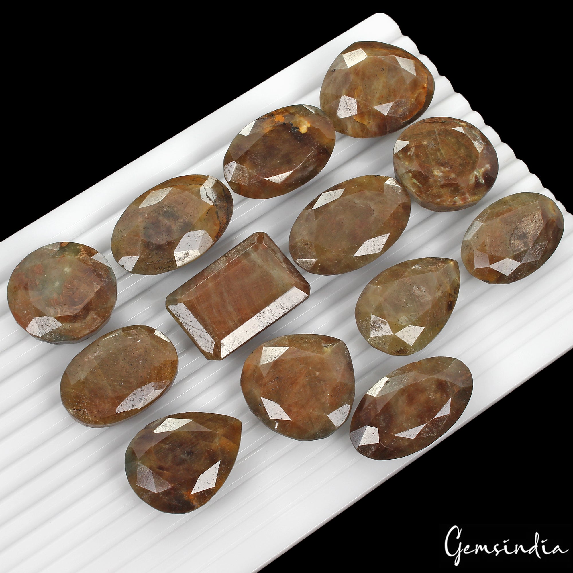 1830 Cts/13 Pcs Natural Untreated Brown Sapphire Mix Faceted Cut Wholesale Gems