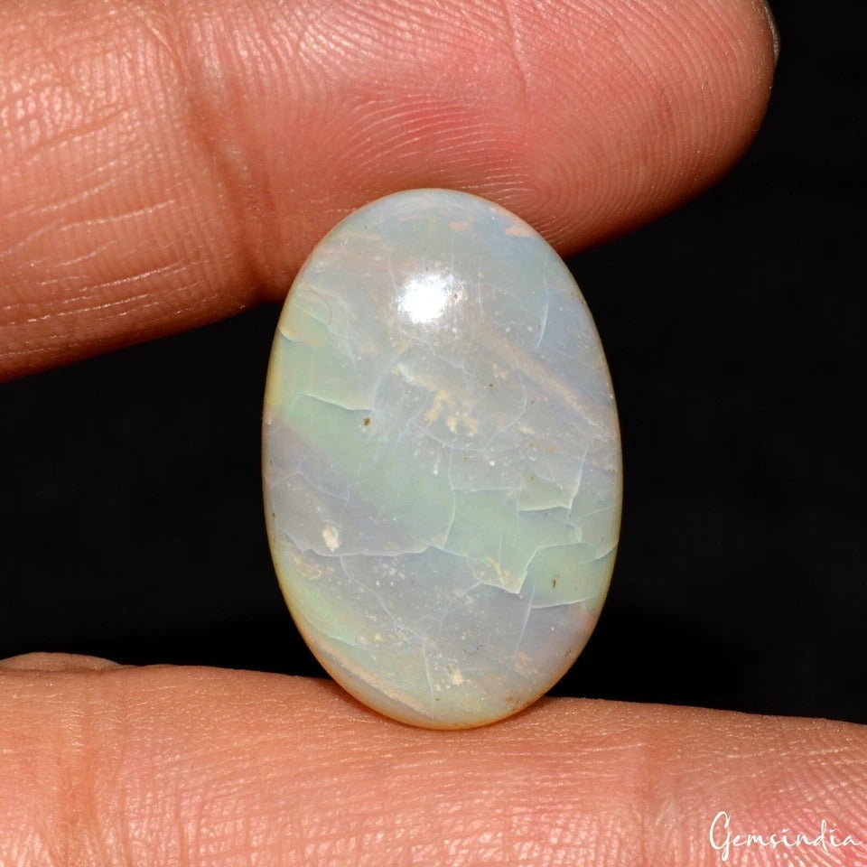 14.80 Cts Australian Opal 26x16mm Top Quality Flash Oval Cabochon Certified Gem
