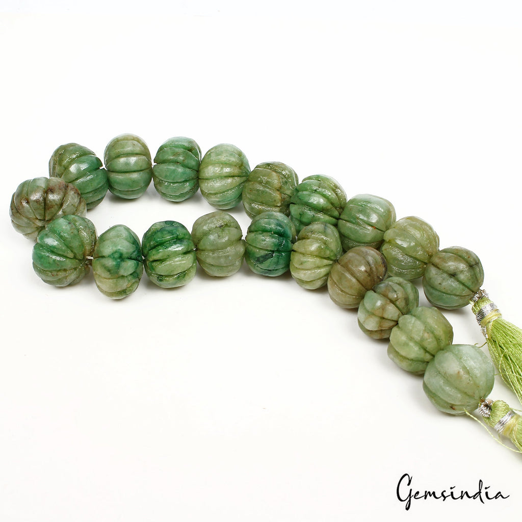 600 Ct Natural Green Brazilian Emerald Pumpkin Hand Carved Loose Gems Stand 11"