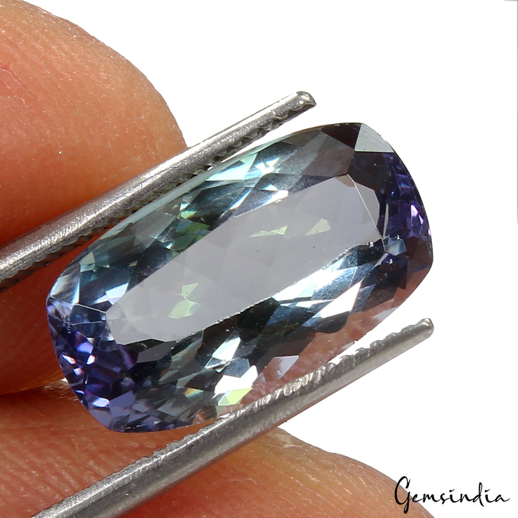 Tanzanite Loose Gemstone, Cushion Cut, Untreated — 13.9x8x5.2mm, 4.75 Ct, Tanzania