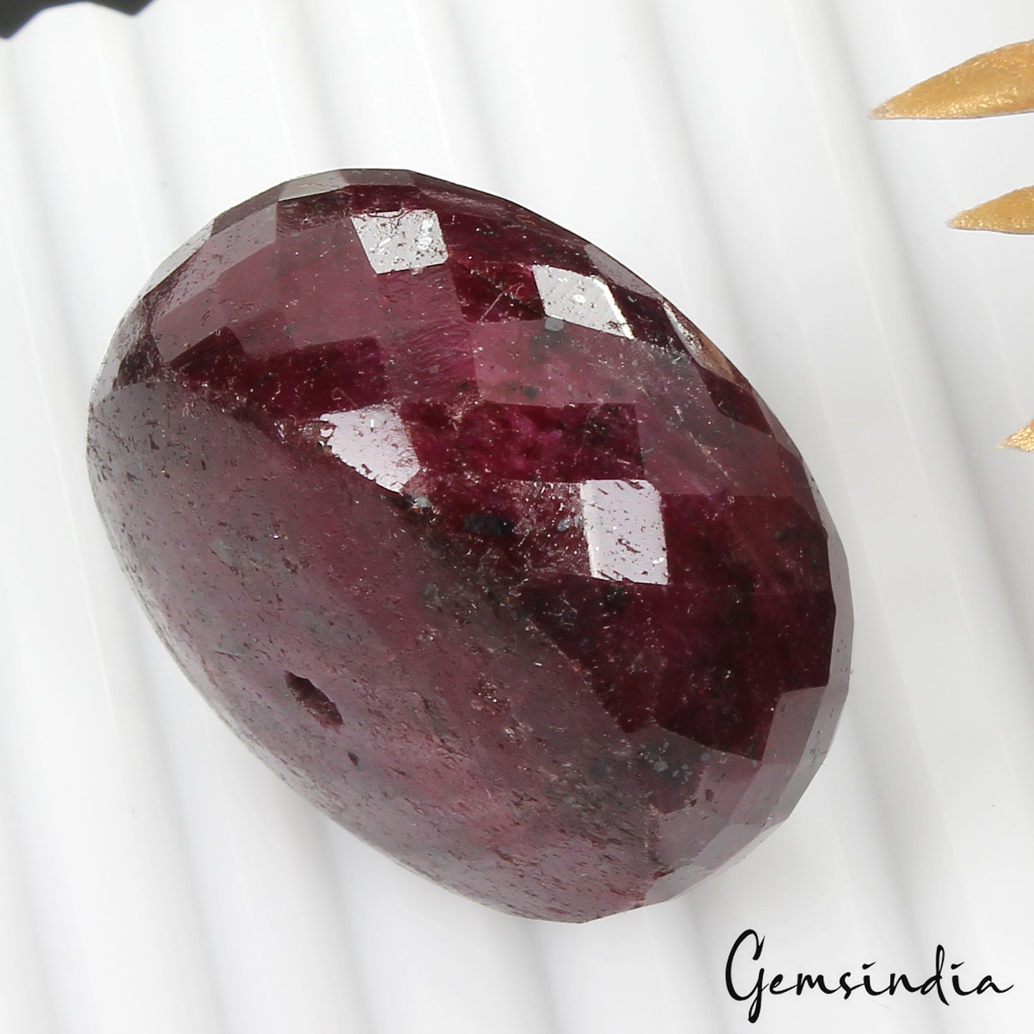 Giant 380 Ct Natural Earth Mined Ruby Gem 38mm Round Checker Cut Certified Bead