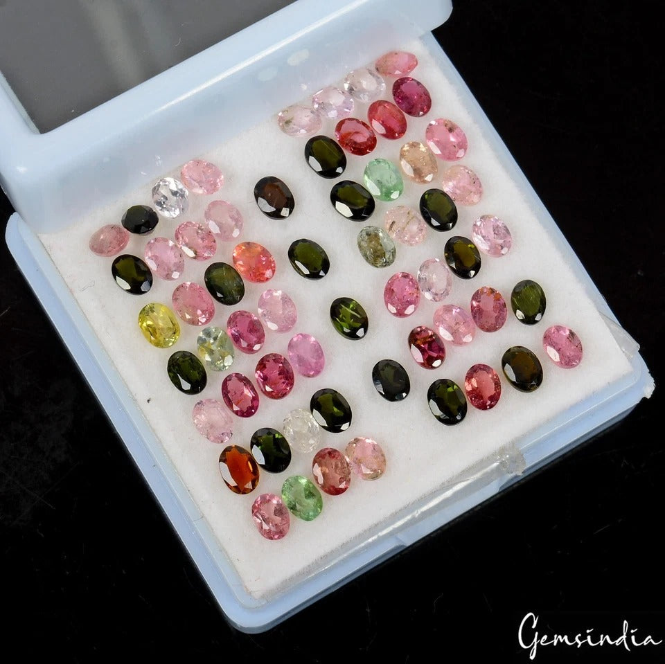 60Pcs Natural Tourmaline 4x3mm Oval Cut Multi Color Loose Gemstones Lot 10.00 Ct