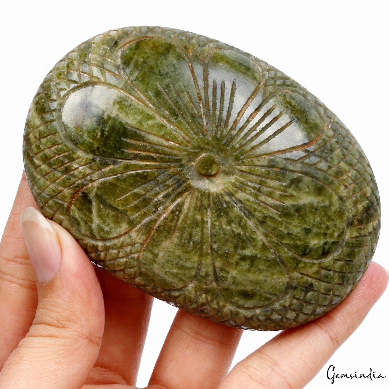 1200Ct Natural Green Vessonite Oval Shape Loose Hand Carved Earth mined Gemstone