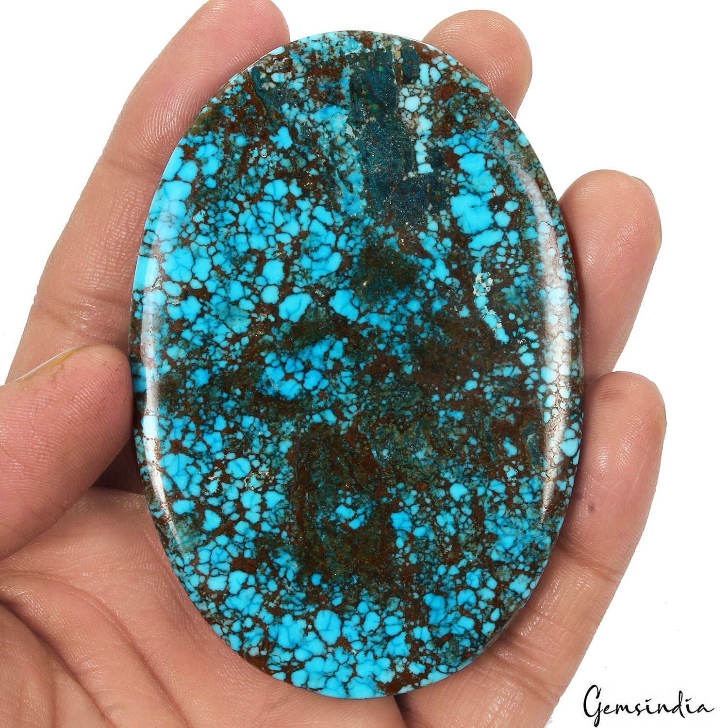 Huge 480 Cts USA Arizona Spiderweb Blue Turquoise Oval Cabochon Loose Gemstone