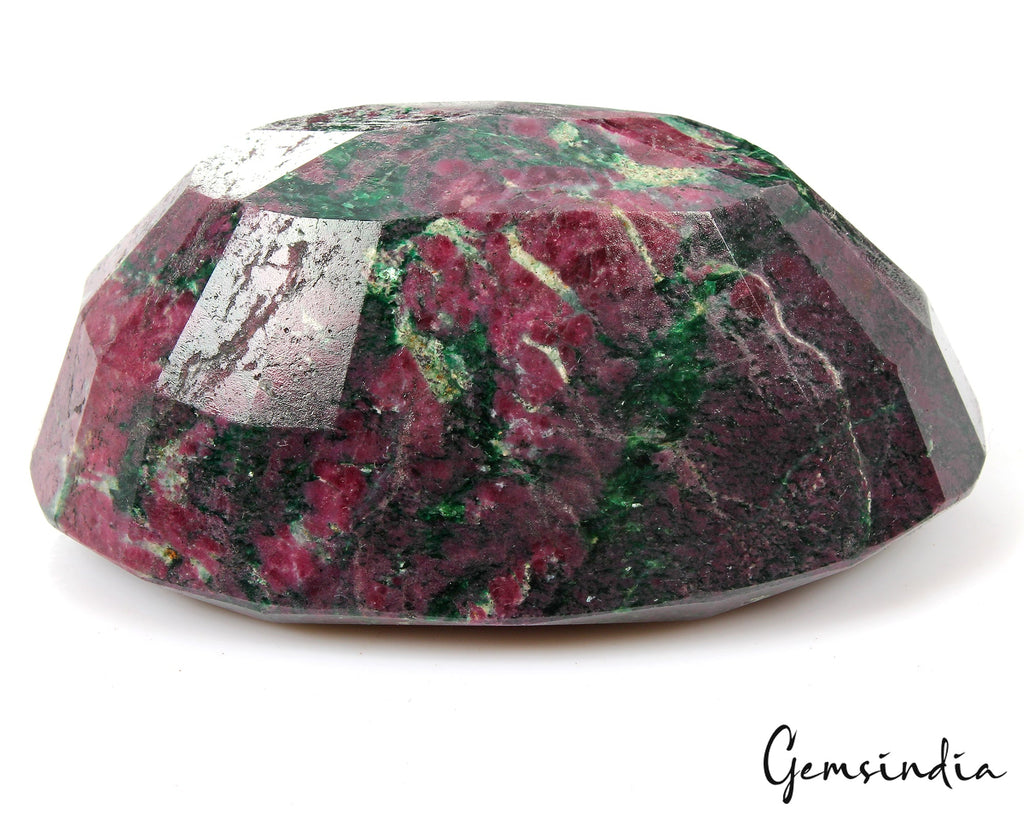 750 gram Natural Huge Green Red Ruby Zoisite Oval Faceted Untreated Gemstone