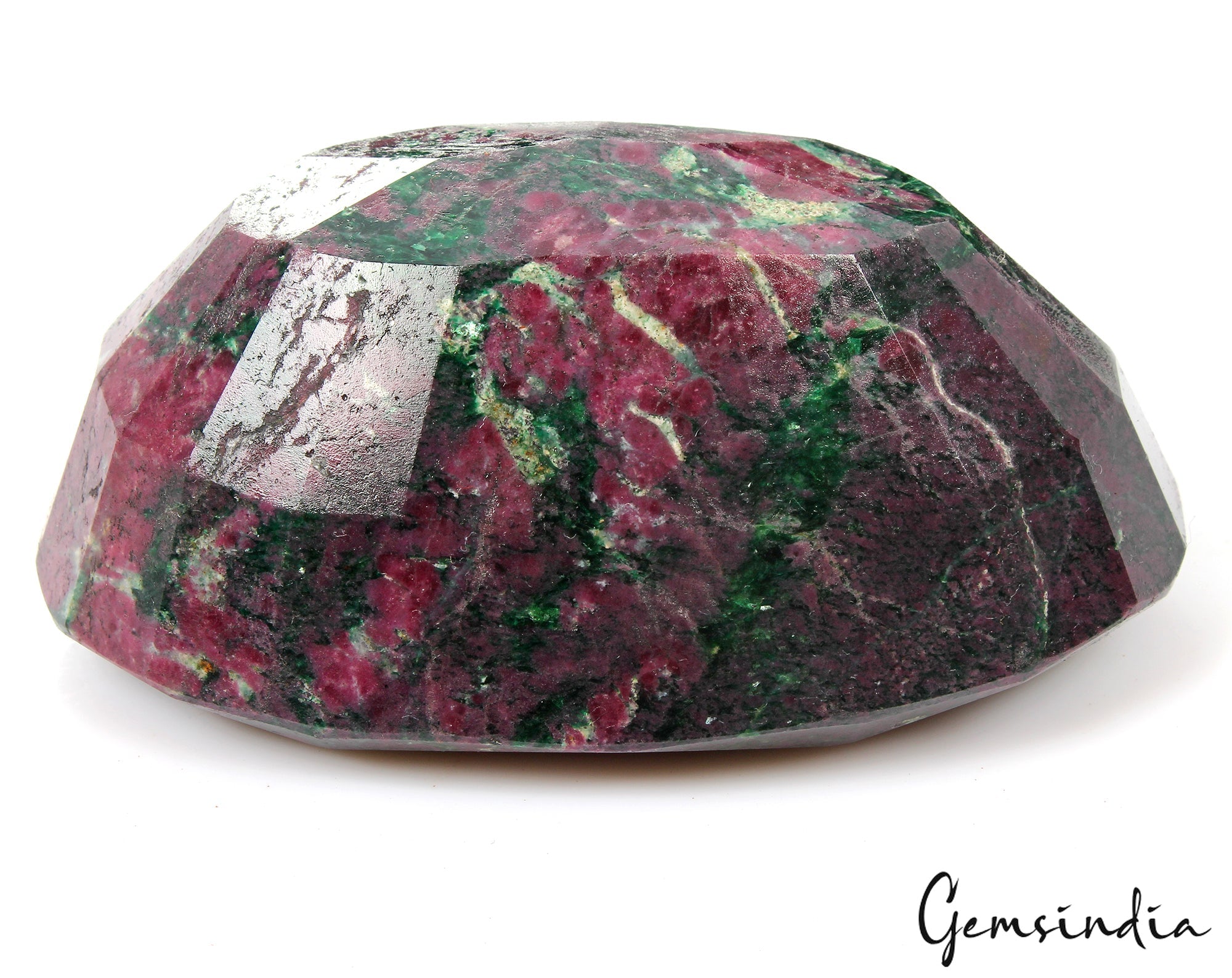 750 gram Natural Huge Green Red Ruby Zoisite Oval Faceted Untreated Gemstone