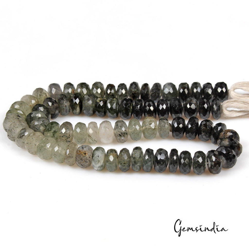 310 Ct/69Pc Natural Untreated Bi Color Rutile Quartz Round Drill Bead Strand 16"