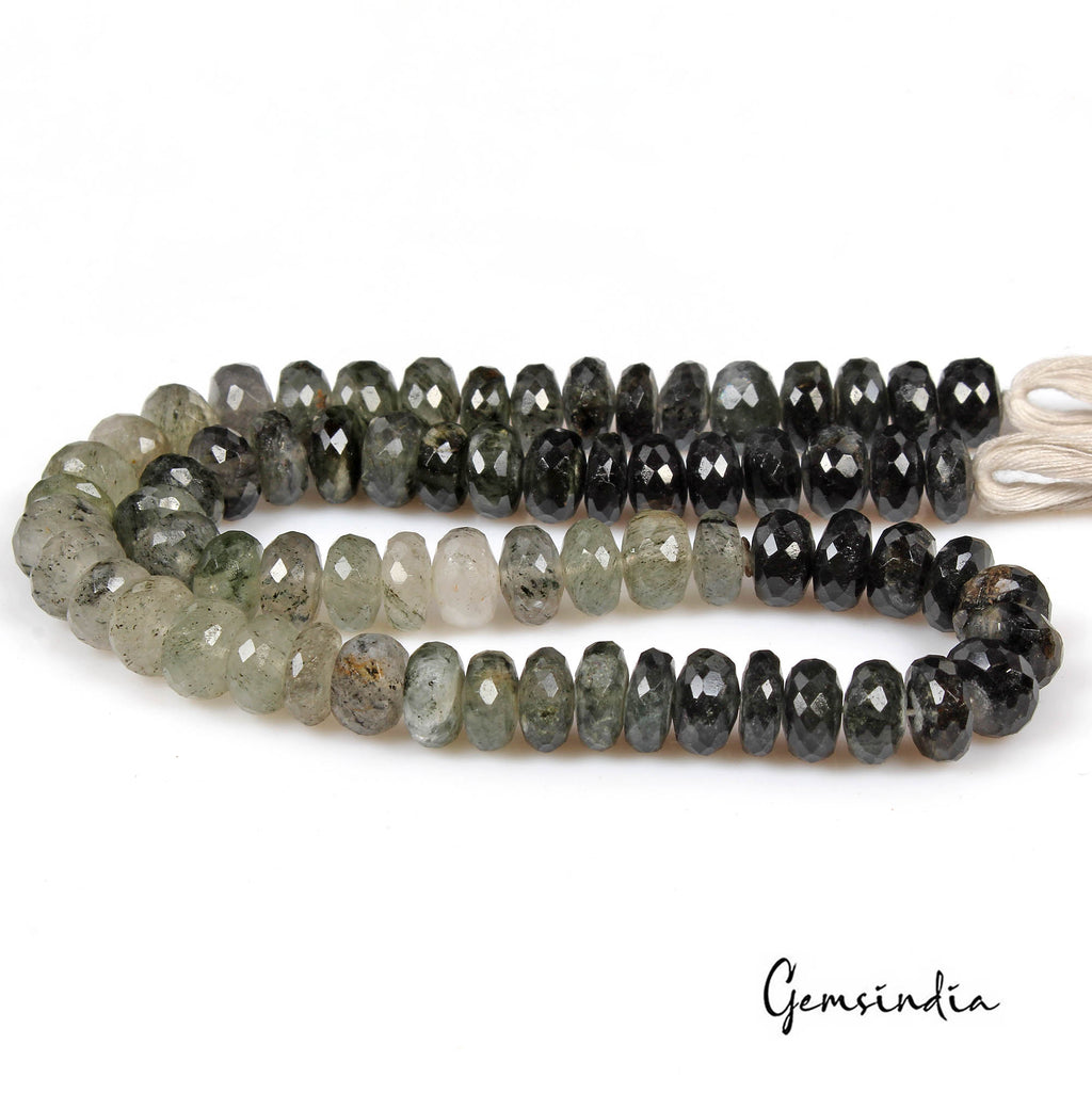 Rutile Quartz Beaded Strand, Untreated, Bi Color — 8mm to 9mm, 310 Ct, India