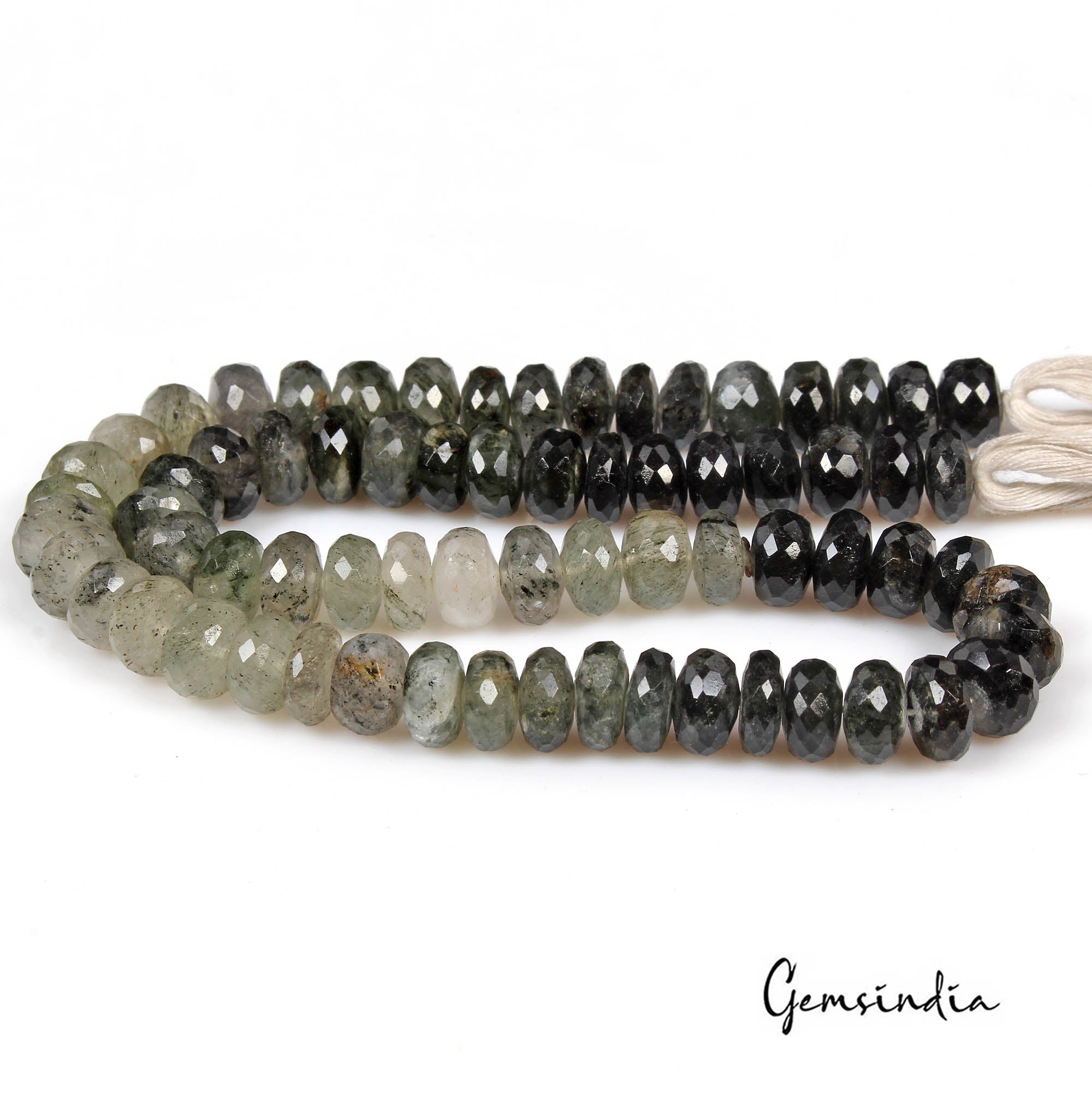 Rutile Quartz Beaded Strand, Untreated, Bi Color — 8mm to 9mm, 310 Ct, India
