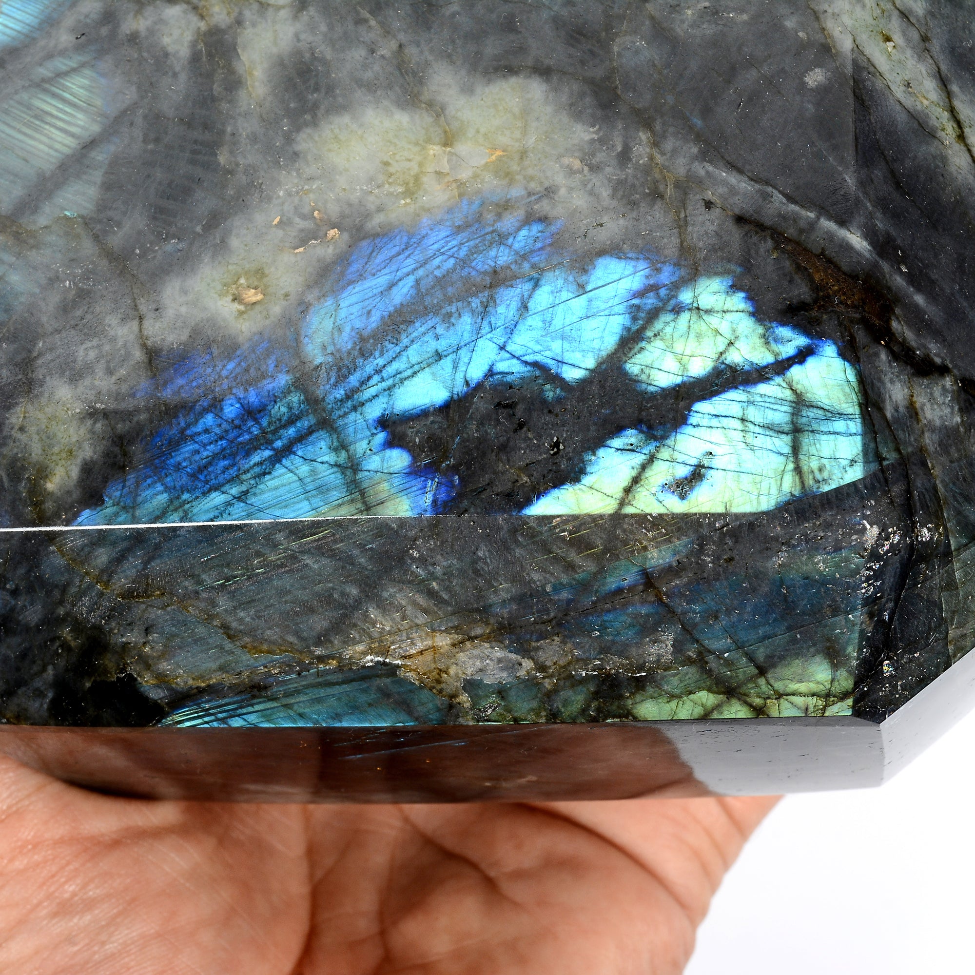 Labradorite Loose Gemstone, Octagon Cut, Blue — 5x4.8x3.9 Inch, 13450 Ct (2.69 Kg)