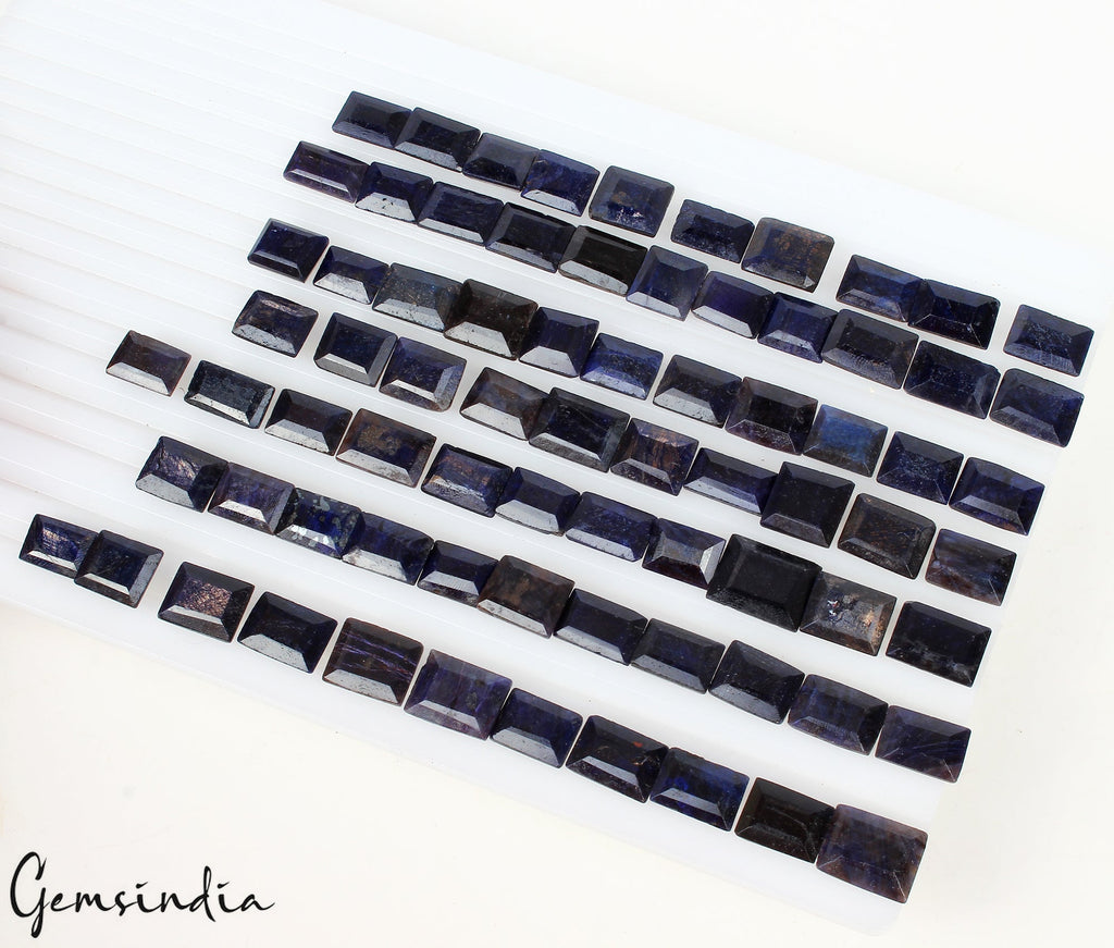 720 Ct/75 Pcs Natural Blue Sapphire Baguette Cut Loose Gemstones Lot For Jewelry