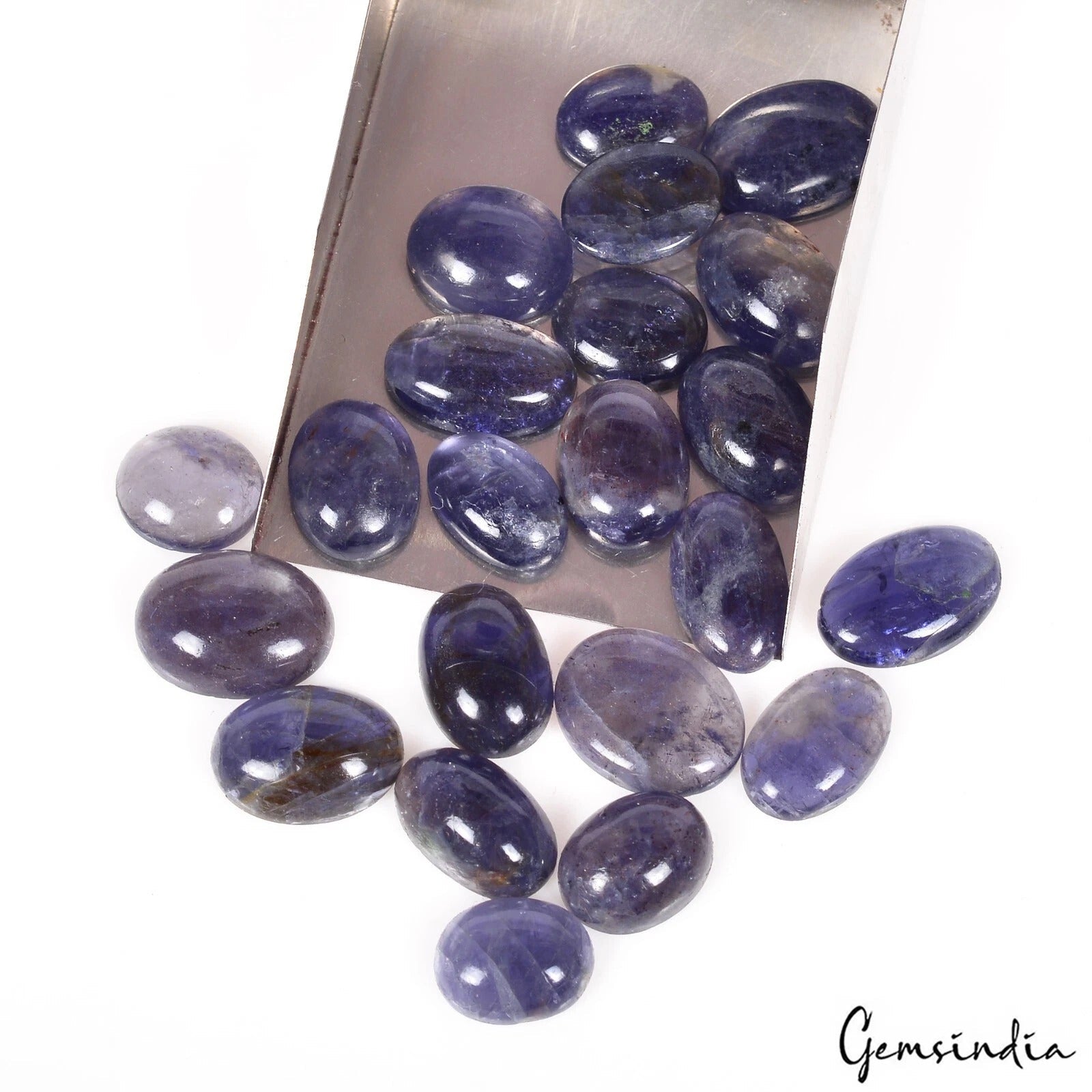 105.60 Cts/22 Pcs Natural Untreated Blue Iolite Oval Cab Loose Gems For Jewelry