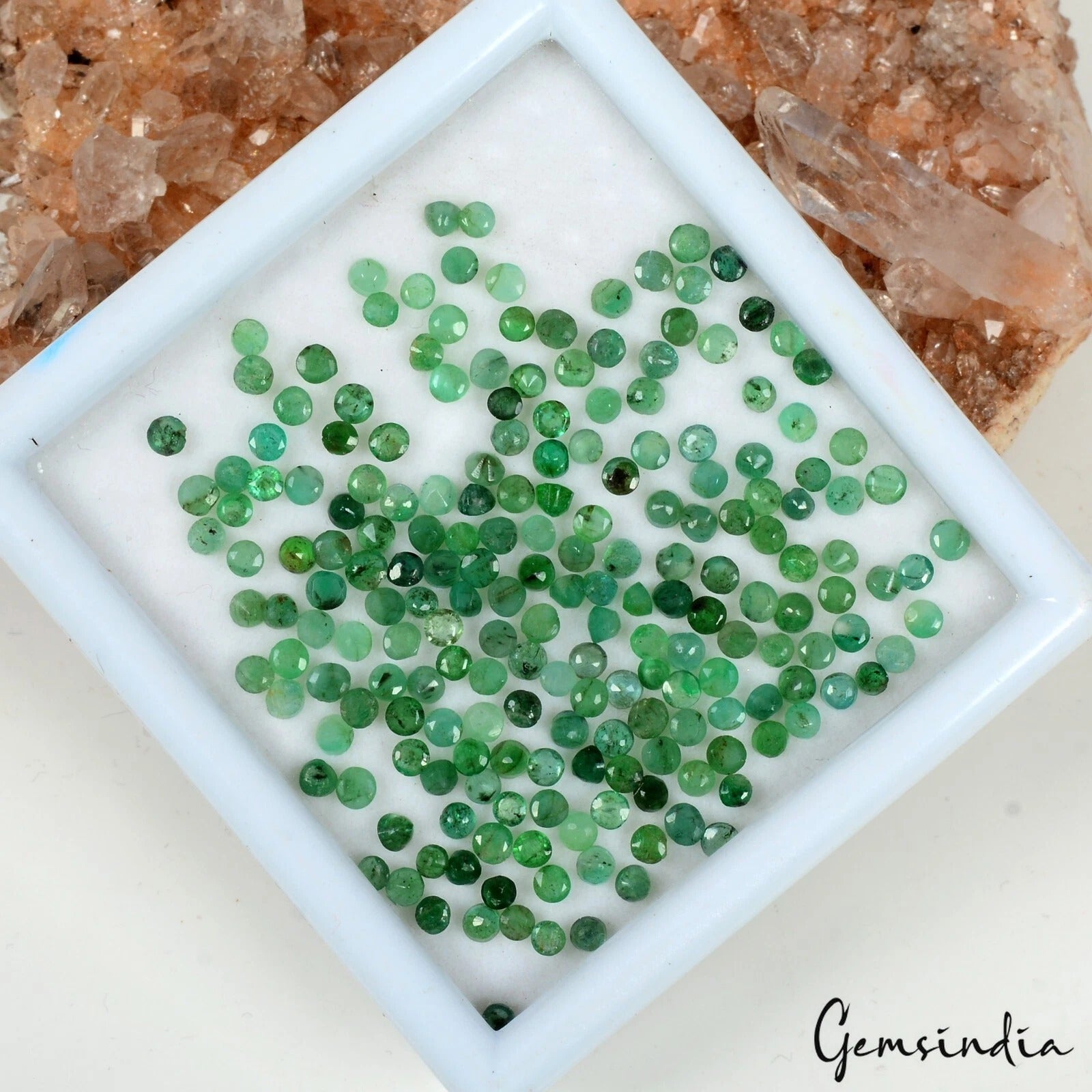 17.30 Cts/202 Pcs Natural Untreated Colombian Green Emerald Round Cut Gems Lot