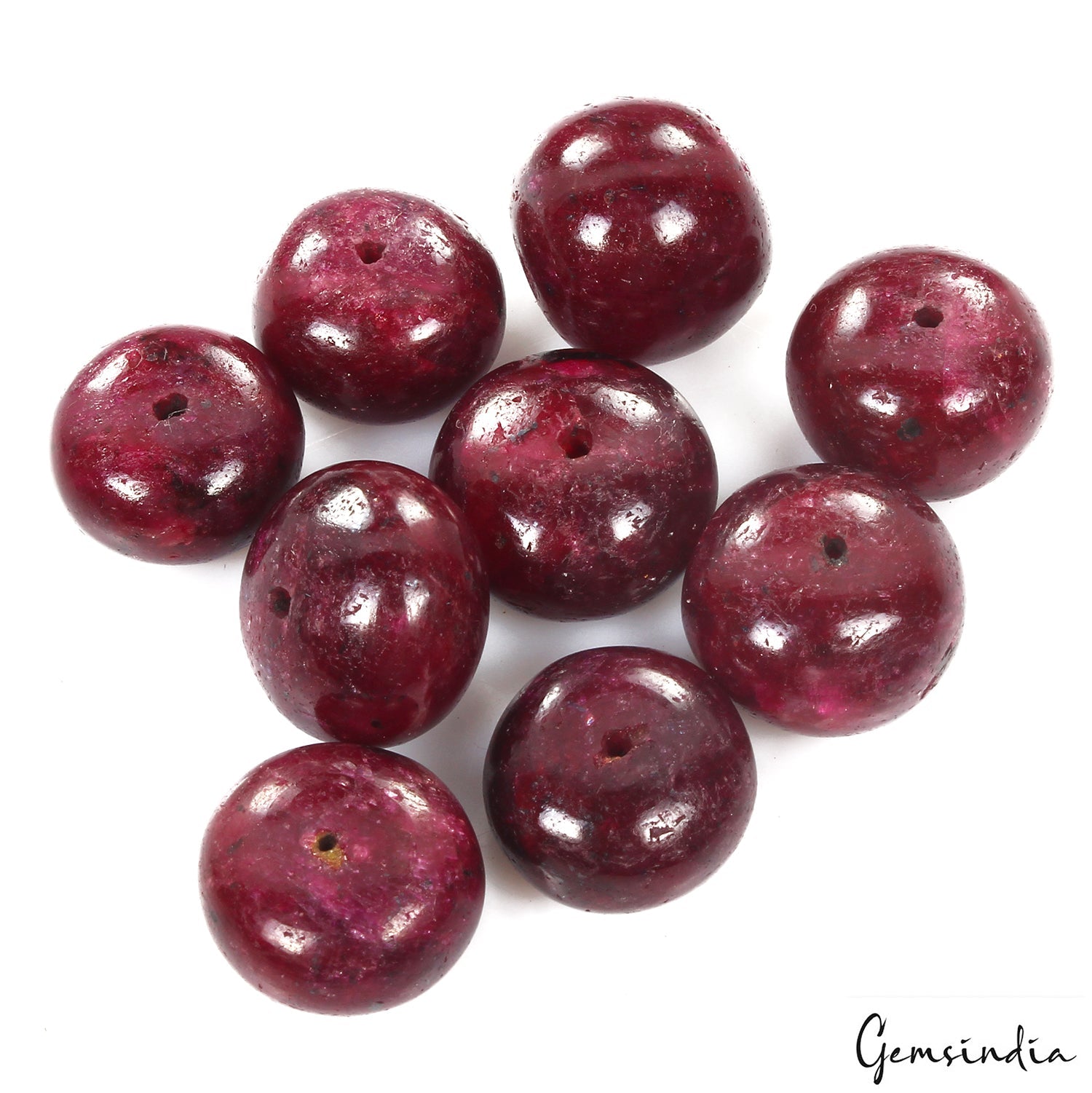 470 Ct Natural Red Ruby Round Cabochon Bead Center Drilled Loose Gems 17-20mm