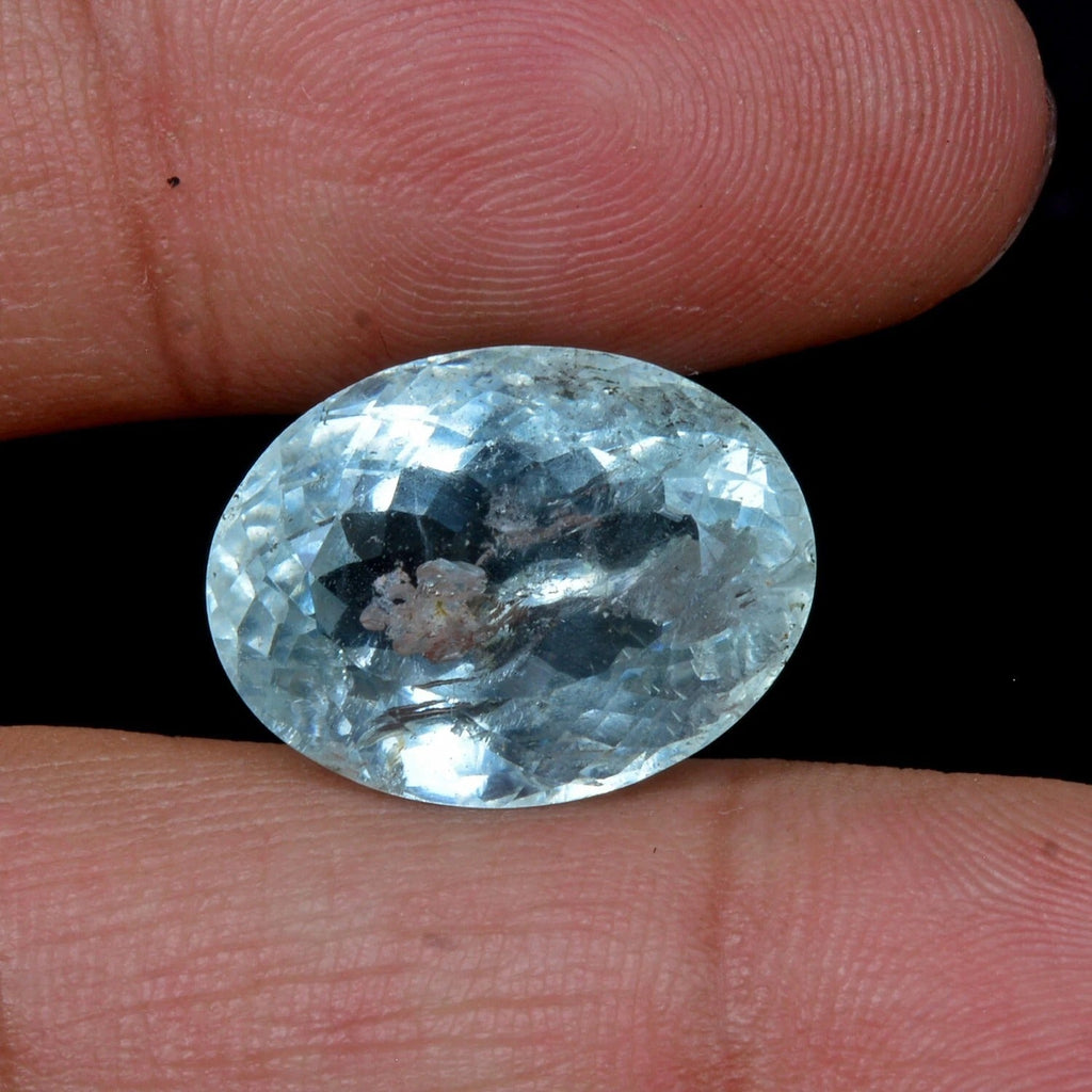 Certified 15.40 Cts Natural Untreated Blue Aquamarine Oval Loose Gem For Ring