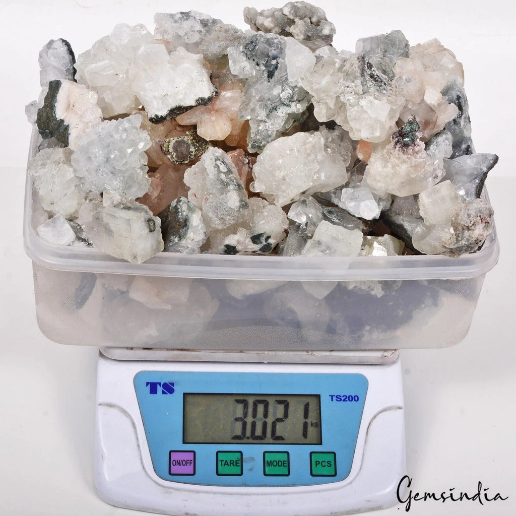 3 Kilo APOPHYLLITE Crystal Mineral Specimen Cluster Sugar DRUZY Natural INDIA