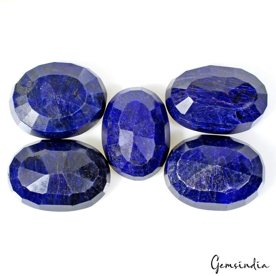 820 Ct/5 Pcs Natural Blue Sapphire Oval Cut Loose Wholesale Gems Lot For Pendant