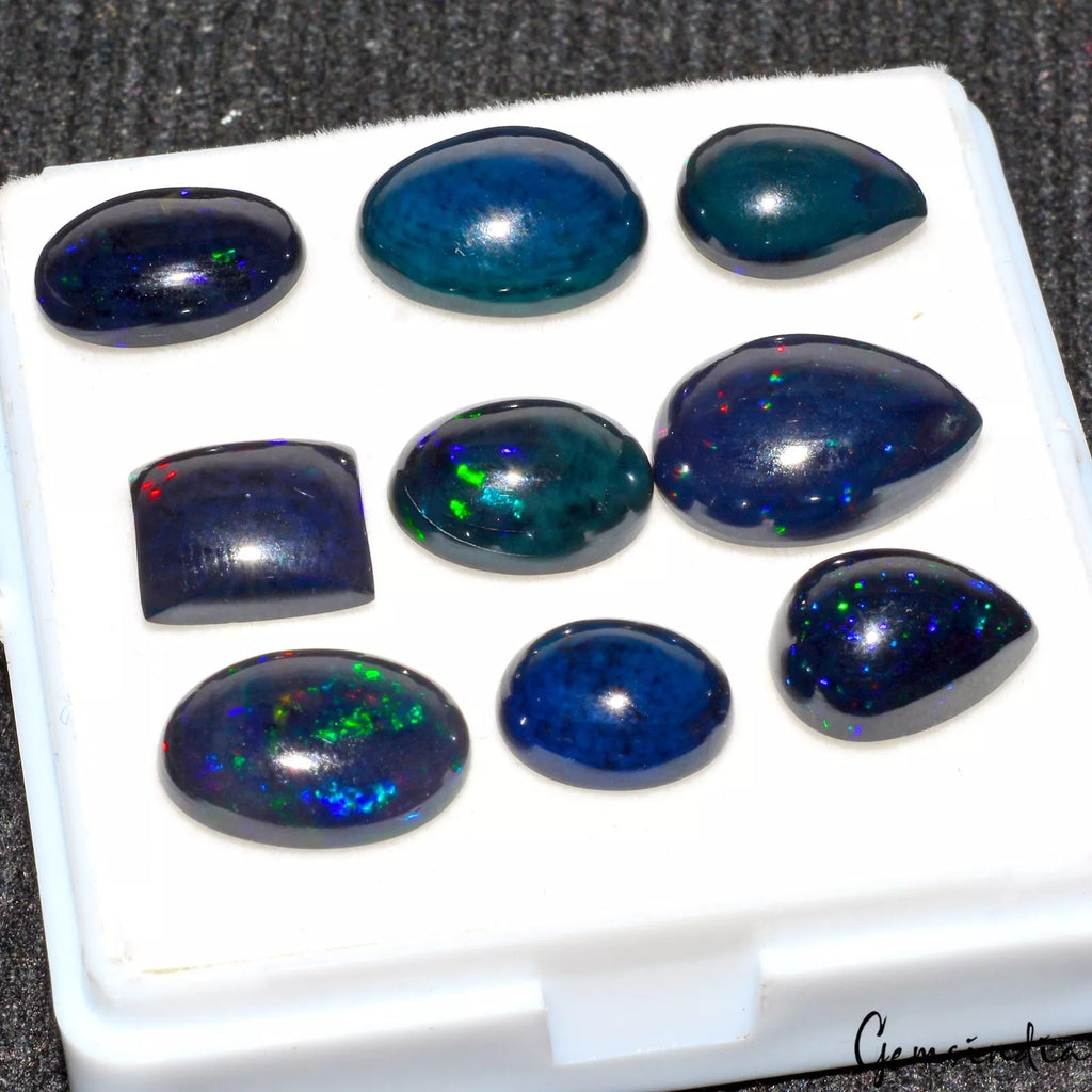 Black Opal Lot, Loose Gemstone — 9 Pieces, 10mm to 15mm, 24.50 Ct, Ethiopia