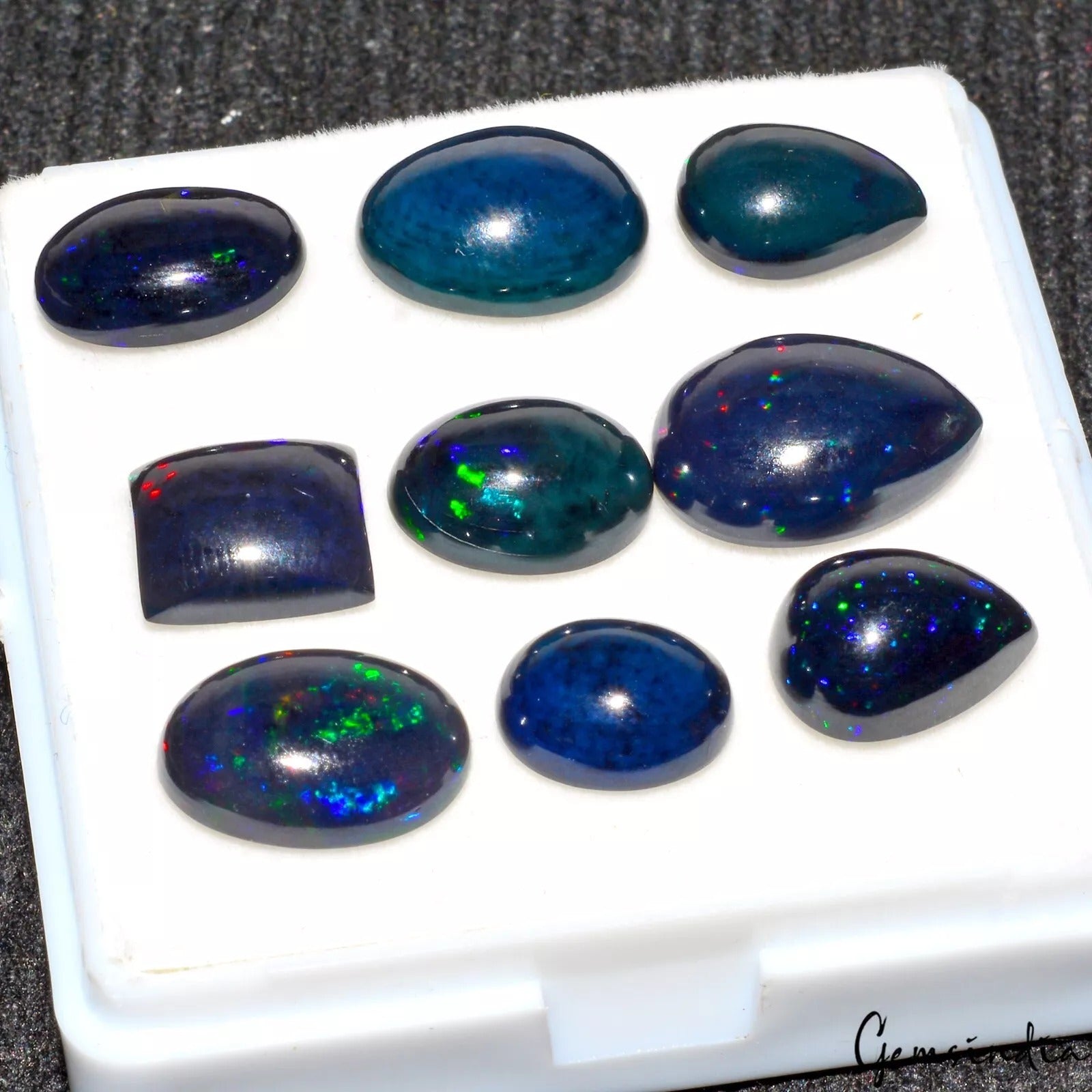 Black Opal Lot, Loose Gemstone — 9 Pieces, 10mm to 15mm, 24.50 Ct, Ethiopia