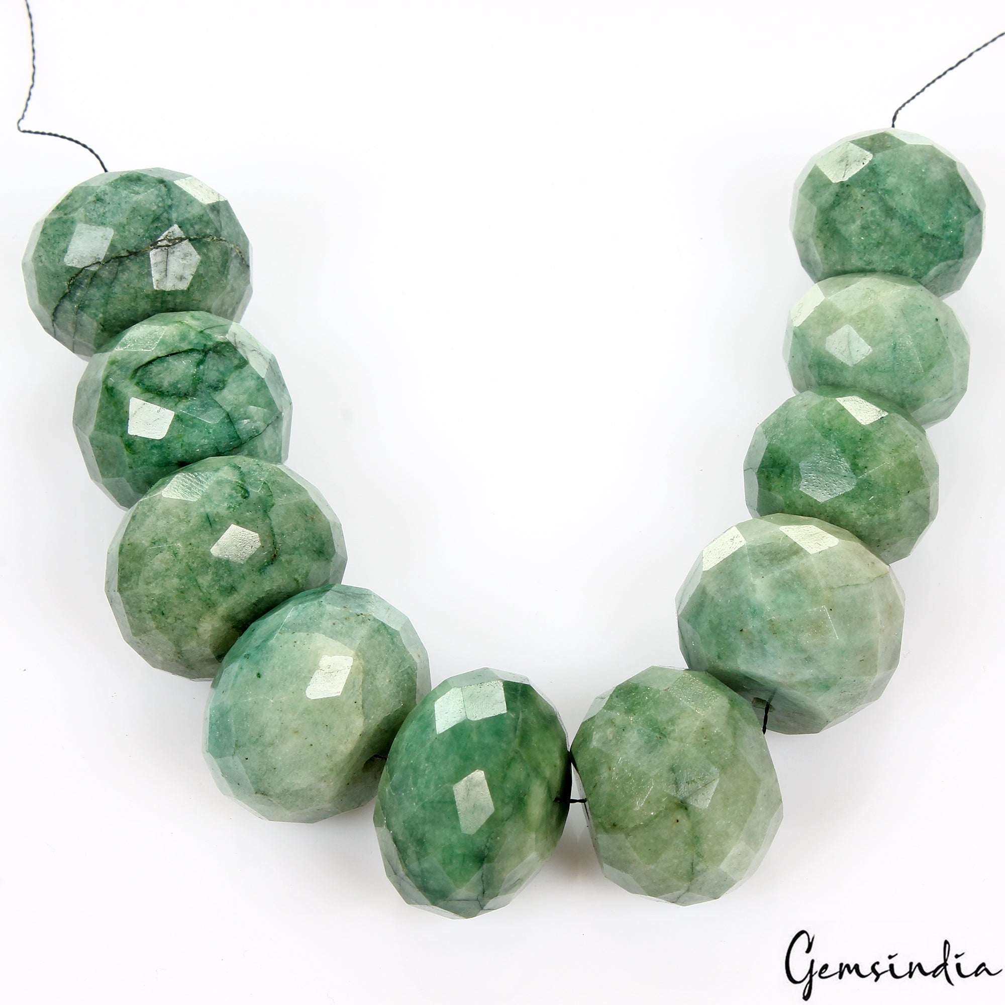 800 Ct/10Pcs Natural Green Brazilian Emerald Round Cut Drill Bead Loose Gems Lot