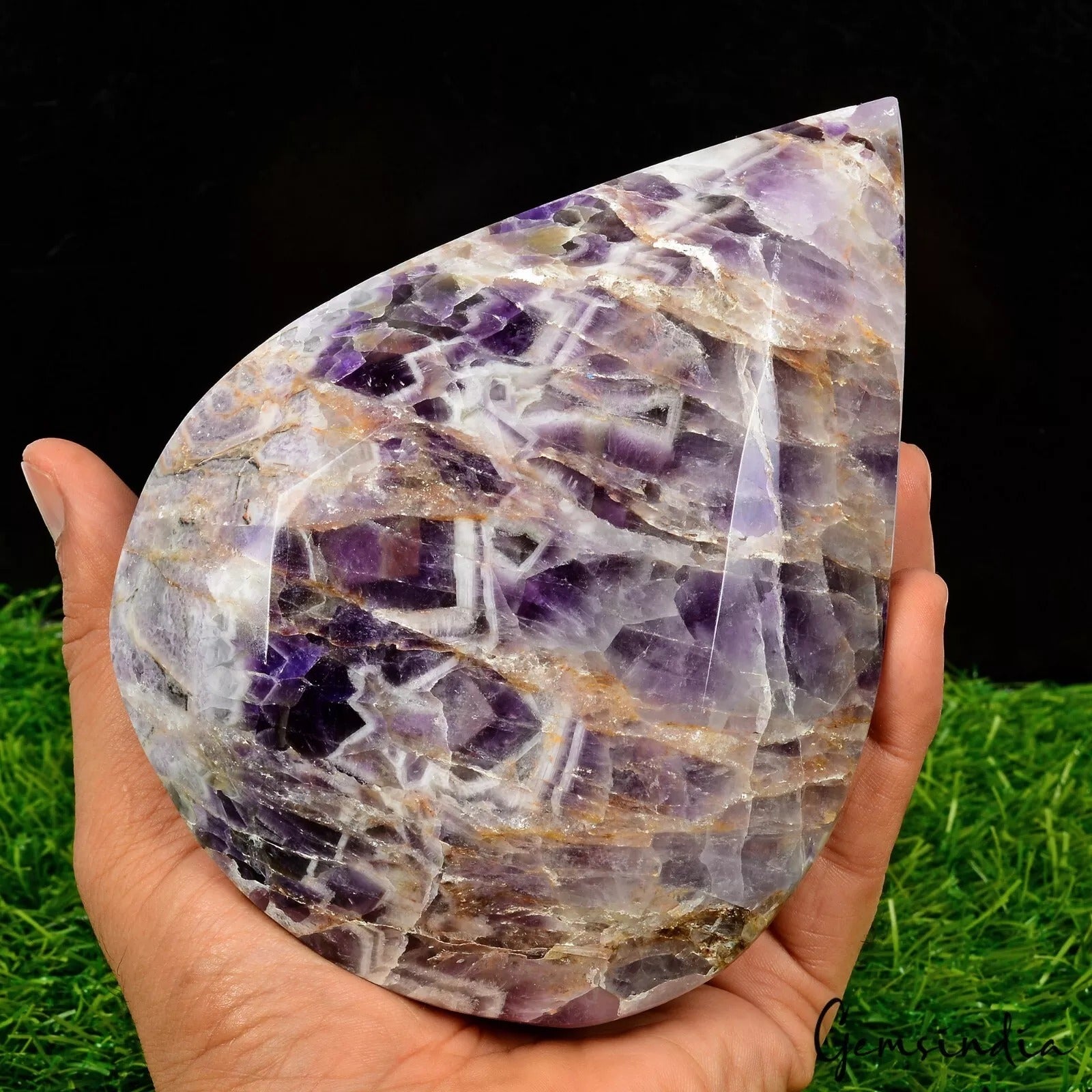 1.8 Kilo Natural Chevron Amethyst Huge Pear Cut Earth-mined Loose Gemstone