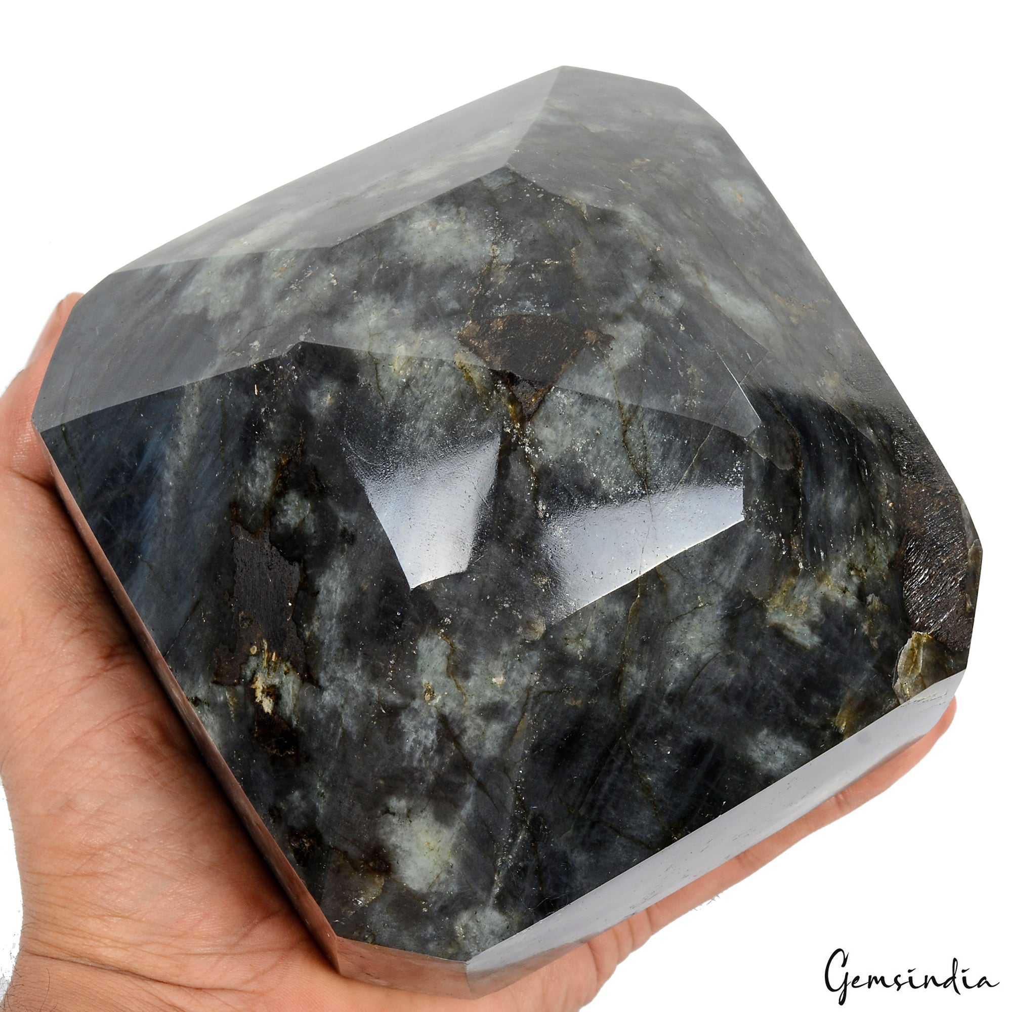 Labradorite Loose Gemstone, Octagon Cut, Blue — 5x4.8x3.9 Inch, 13450 Ct (2.69 Kg)