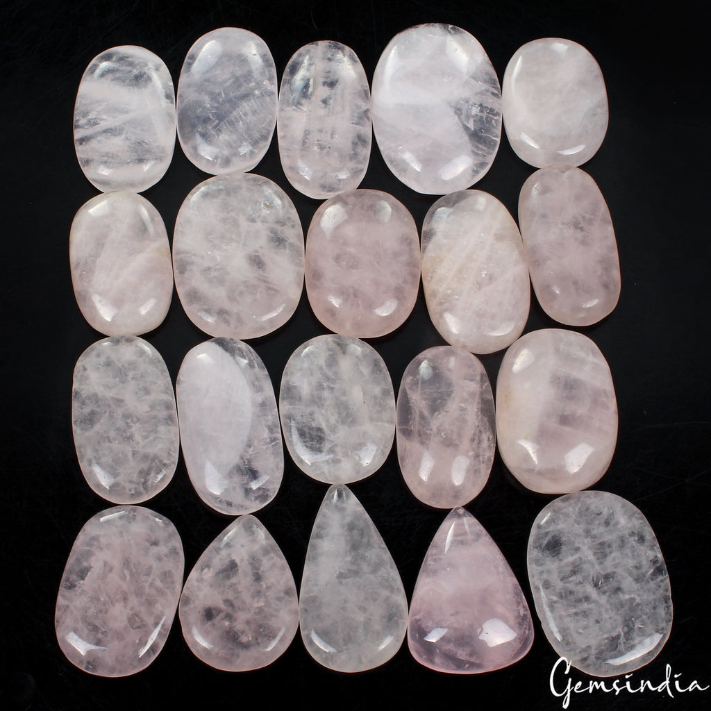 2500 Ct/20 Pcs Natural Rose Quartz Mix Cabochon Loose Gemstones Wholesale Lot –