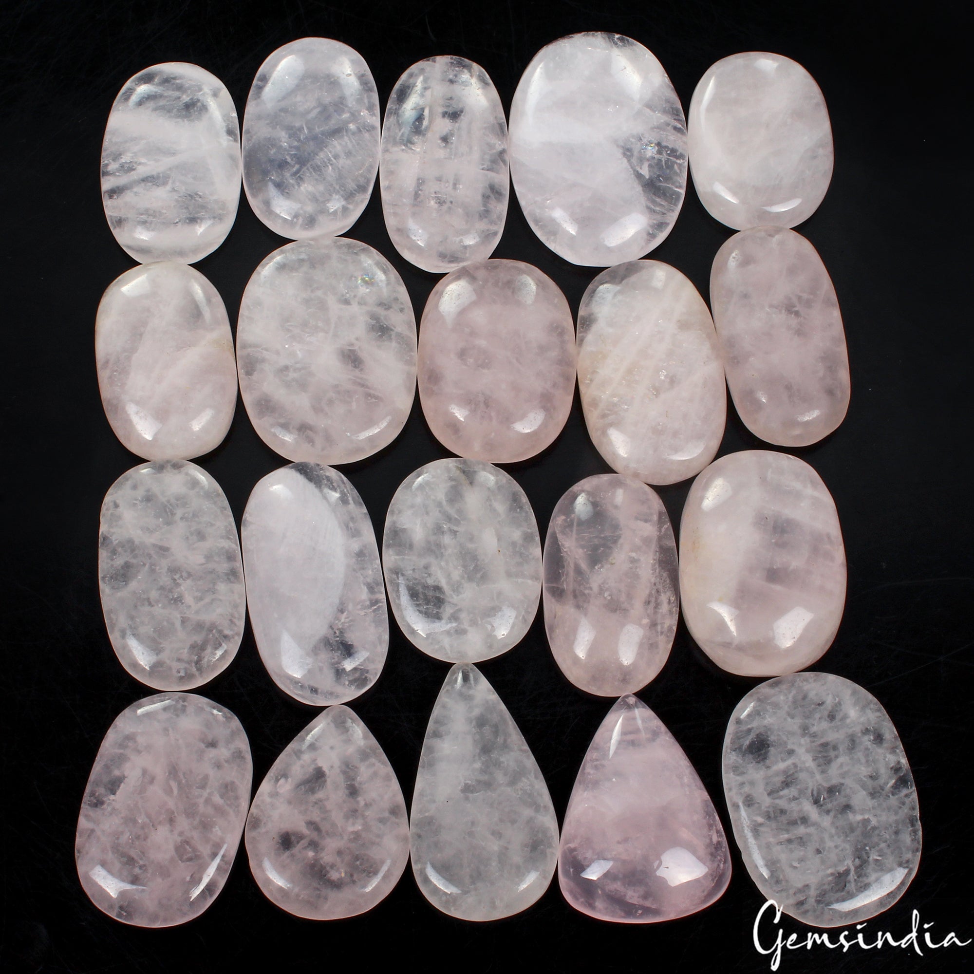 2500 Ct/20 Pcs Natural Rose Quartz Mix Cabochon Loose Gemstones Wholesale Lot –