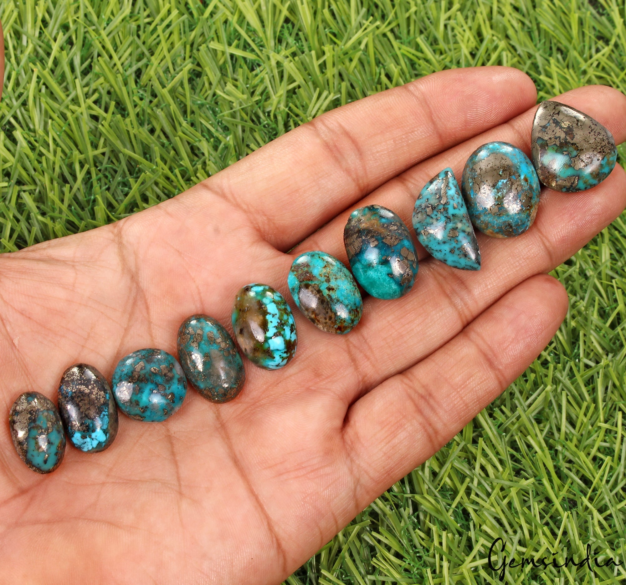 184 Cts Turquoise Mix Cab, Natural Color, Hand Cut Top Quality Untreated Gems~