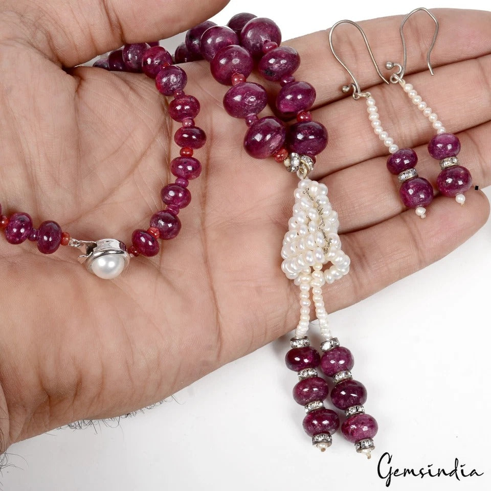 Ruby Necklace, Red — 28 Inch