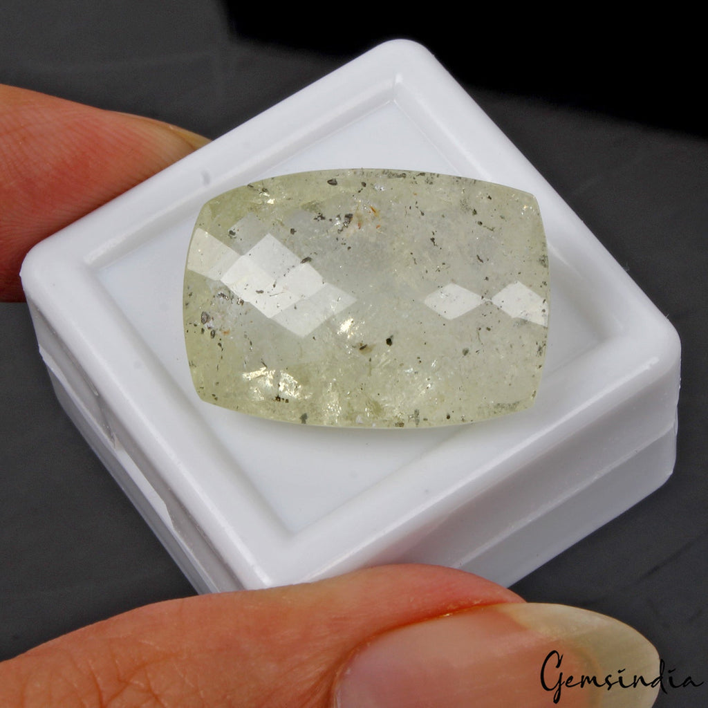 20.90Ct Natural Green Aquamarine Cushion Checker Cut Huge Loose Gemstone, Brazil