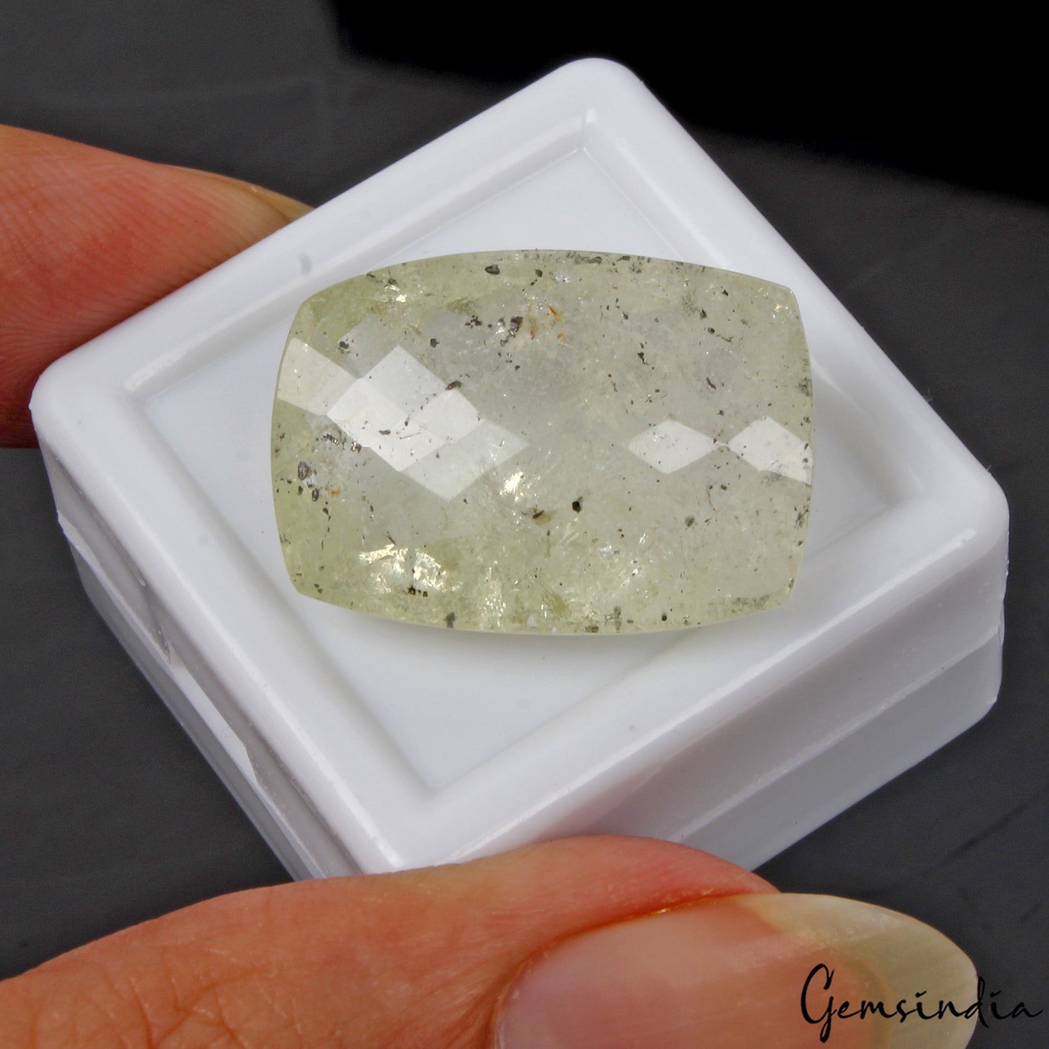 20.90Ct Natural Green Aquamarine Cushion Checker Cut Huge Loose Gemstone, Brazil