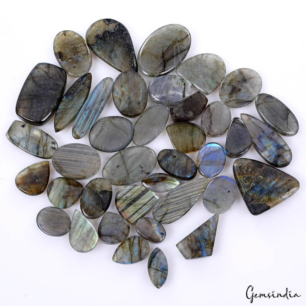 900 Cts/38 Pcs Natural Untreated Multi Shine Labradorite Mix Cab Loose Gems Lot