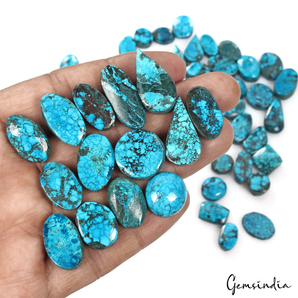 400 Cts/43 Pcs Natural Blue Green Spiderweb USA Turquoise Mix Cab Loose Gems Lot