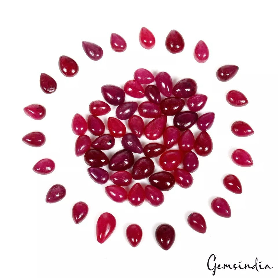 50 Cts/59 Pcs Natural Eye Catching Red Ruby Cab Loose Precious Gems For Jewelry