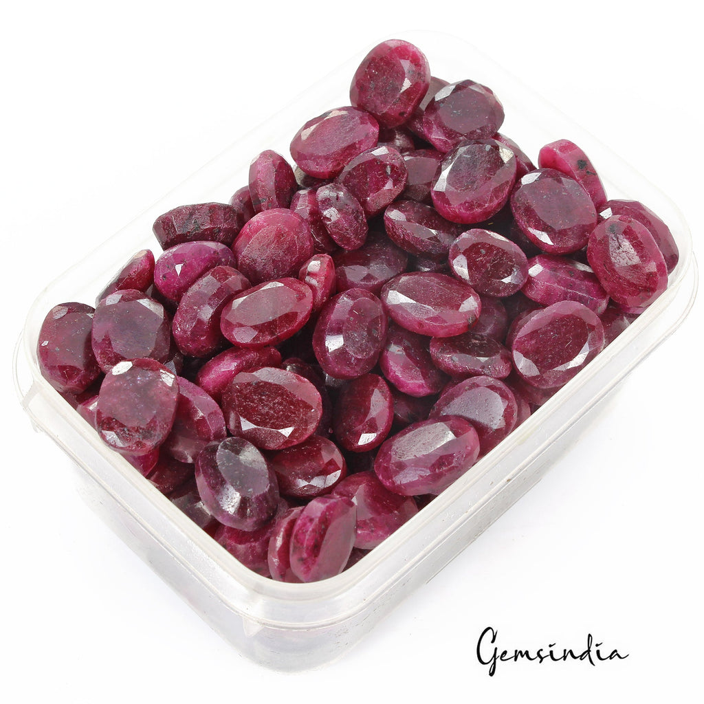 Certified 3000 Ct/195 Pcs Natural Red Ruby Oval Cut Faceted Loose Gemstone Lot