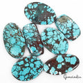 680 Cts/7 Pcs Natural Spiderweb Blue Turquoise Oval Cab Loose Gems Wholesale Lot