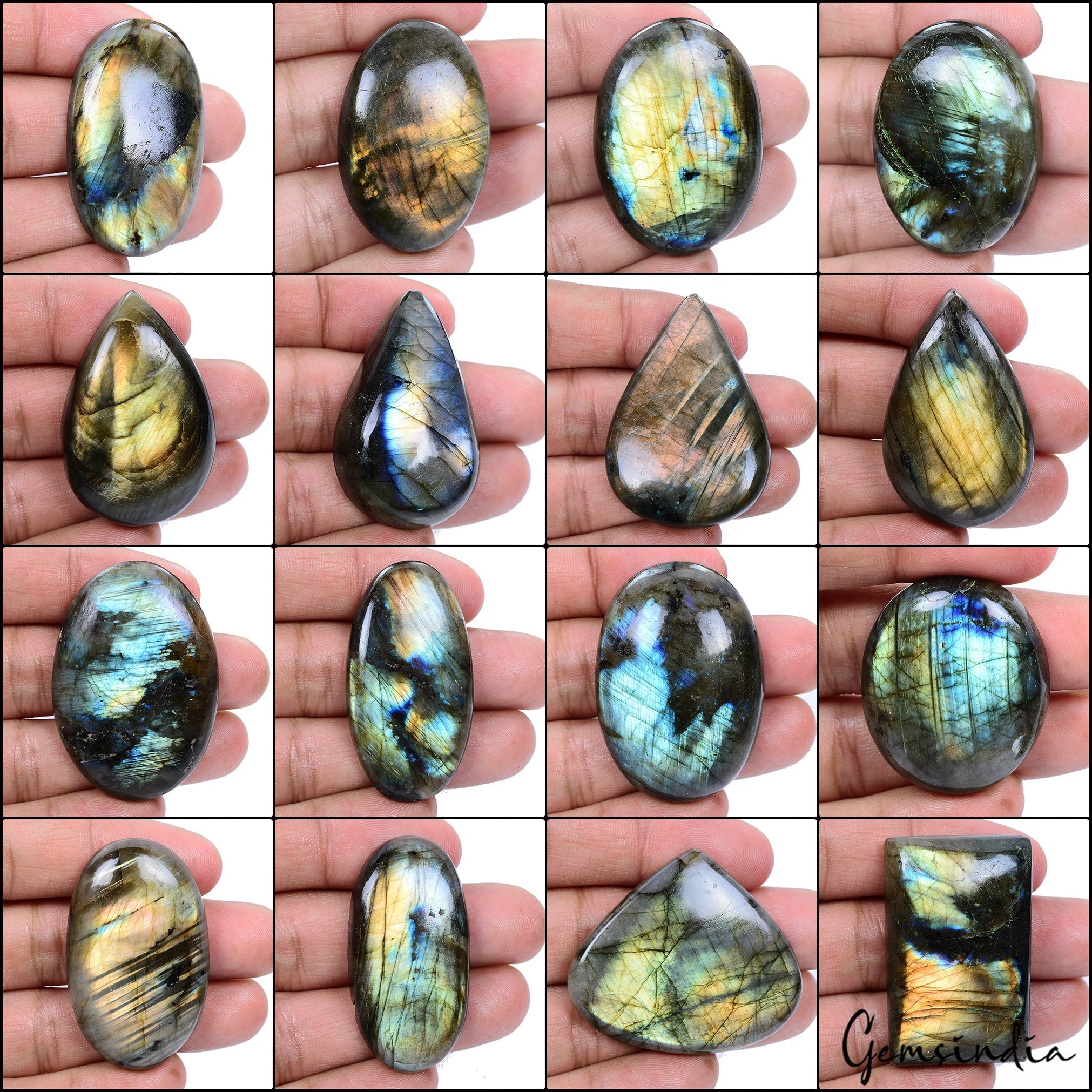 16 Pcs Natural Multi Flash Labradorite Mix Cabochon Loose Gemstones~ 1670 Ct Lot