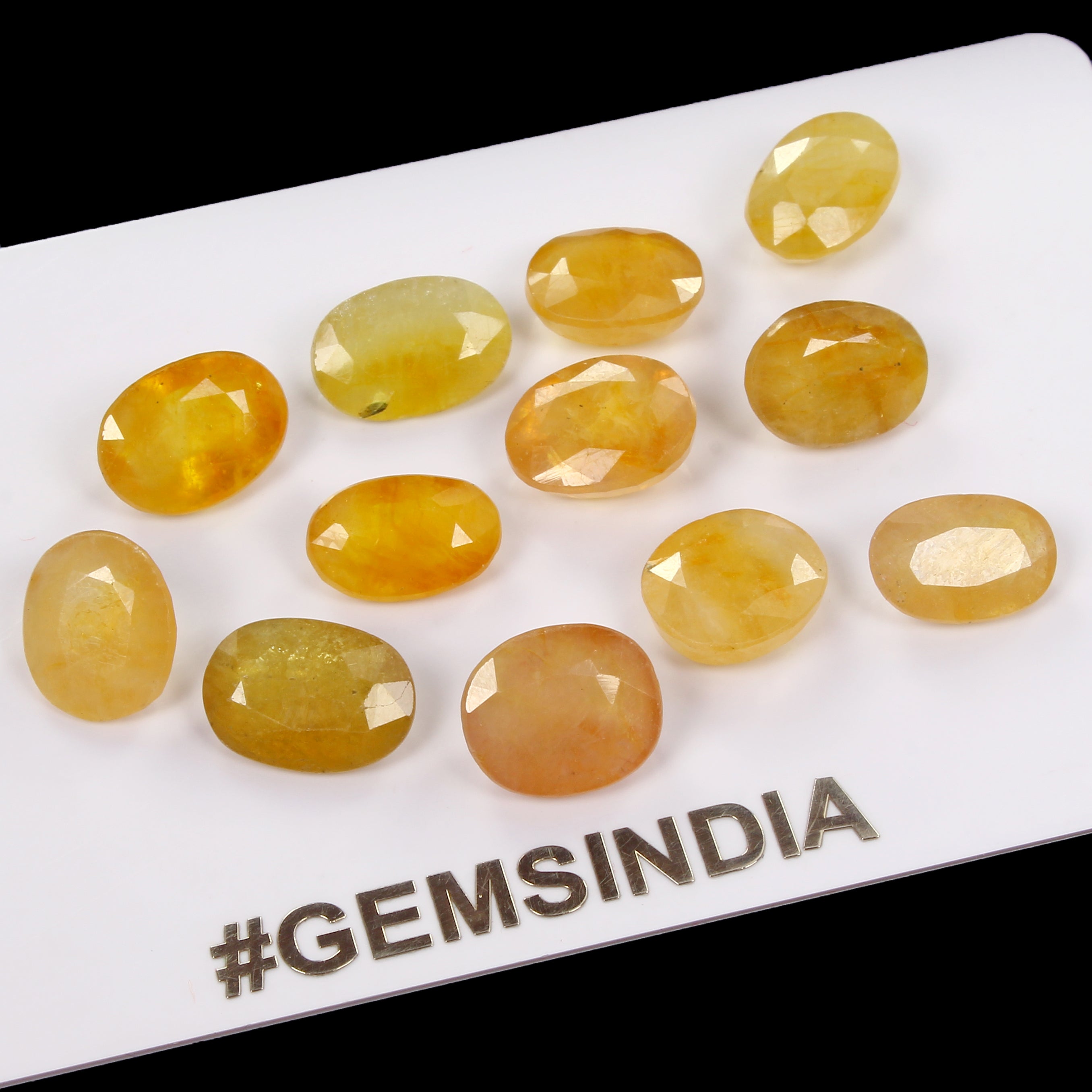 Certified 50 Cts/12 Pcs Natural Untreated Yellow Sapphire Oval Gems For Jewelry