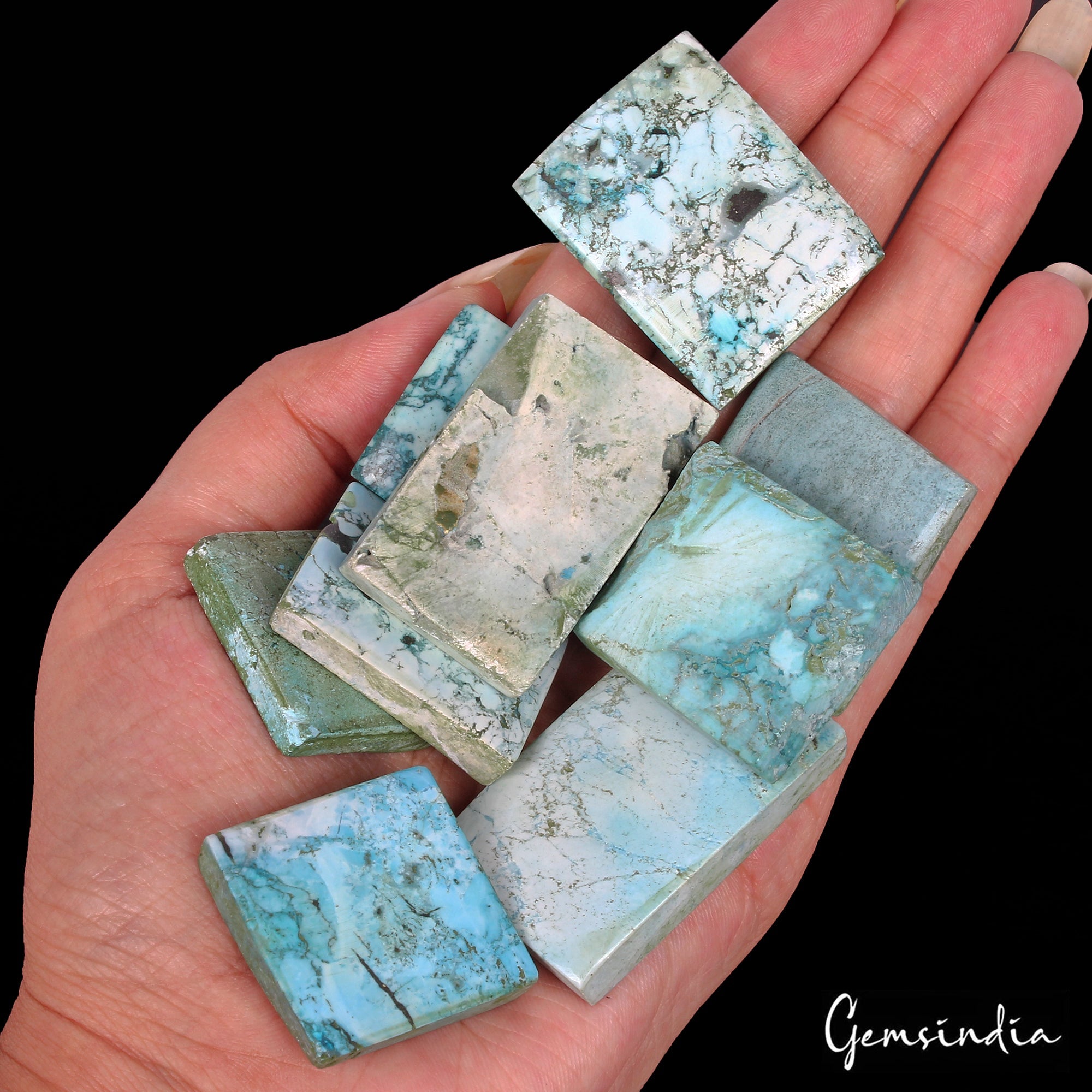 740 Cts/9 Pcs Natural Designer Blue Turquoise Mix Cab Loose Wholesale Gems Lot