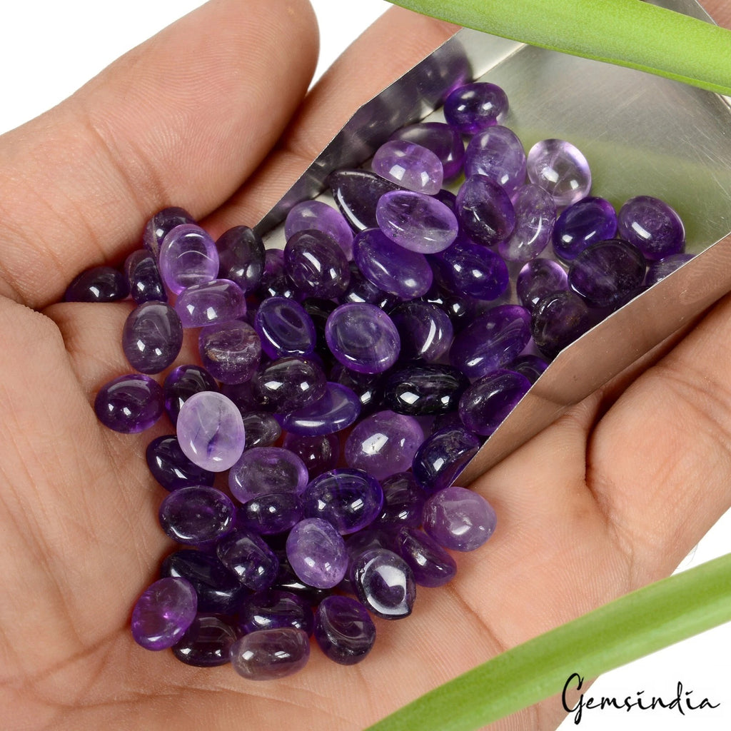 Amethyst Lot, Cabochon, Untreated, Purple — 78 Pieces, 8mm to 11mm, 195.00 Ct, Brazil