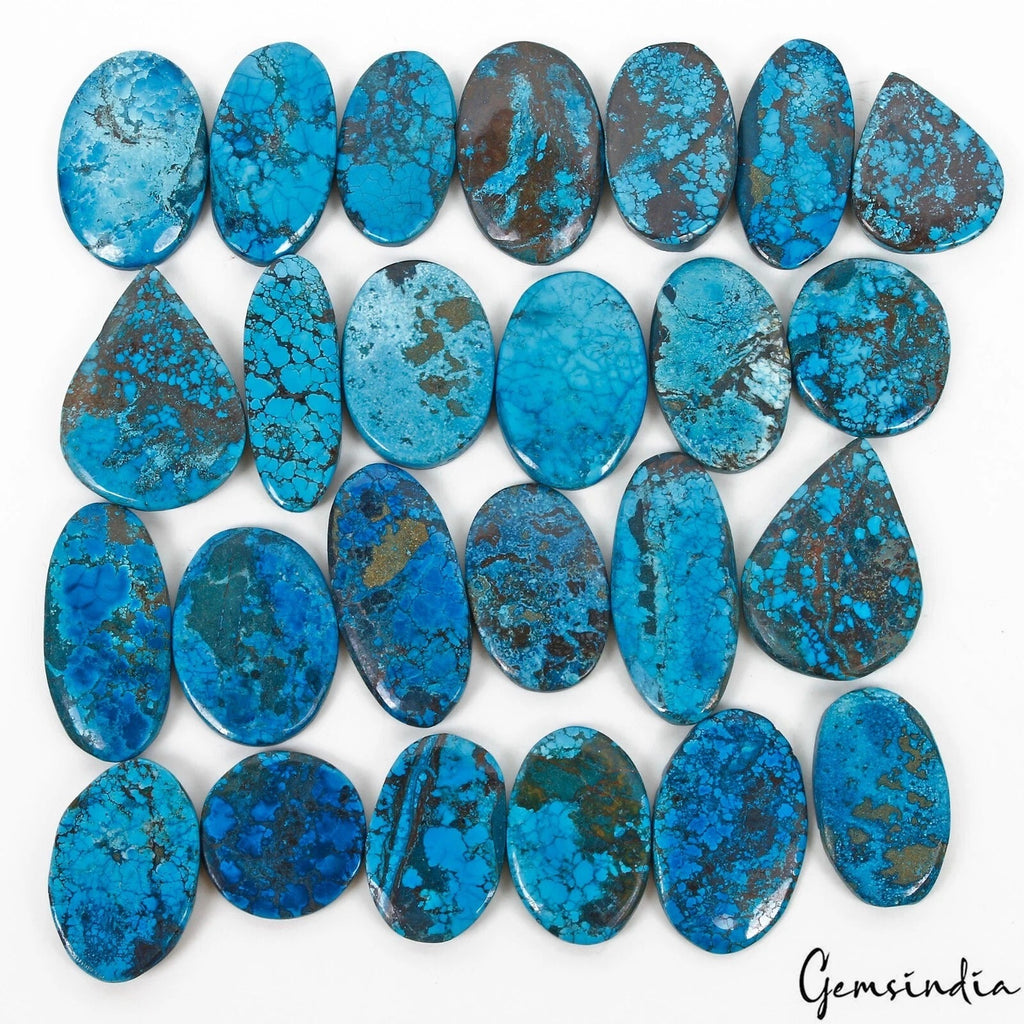 750 Cts/25 Pcs Natural Blue Arizona Spiderweb Turquoise Mixed Cab Loose Gems Lot