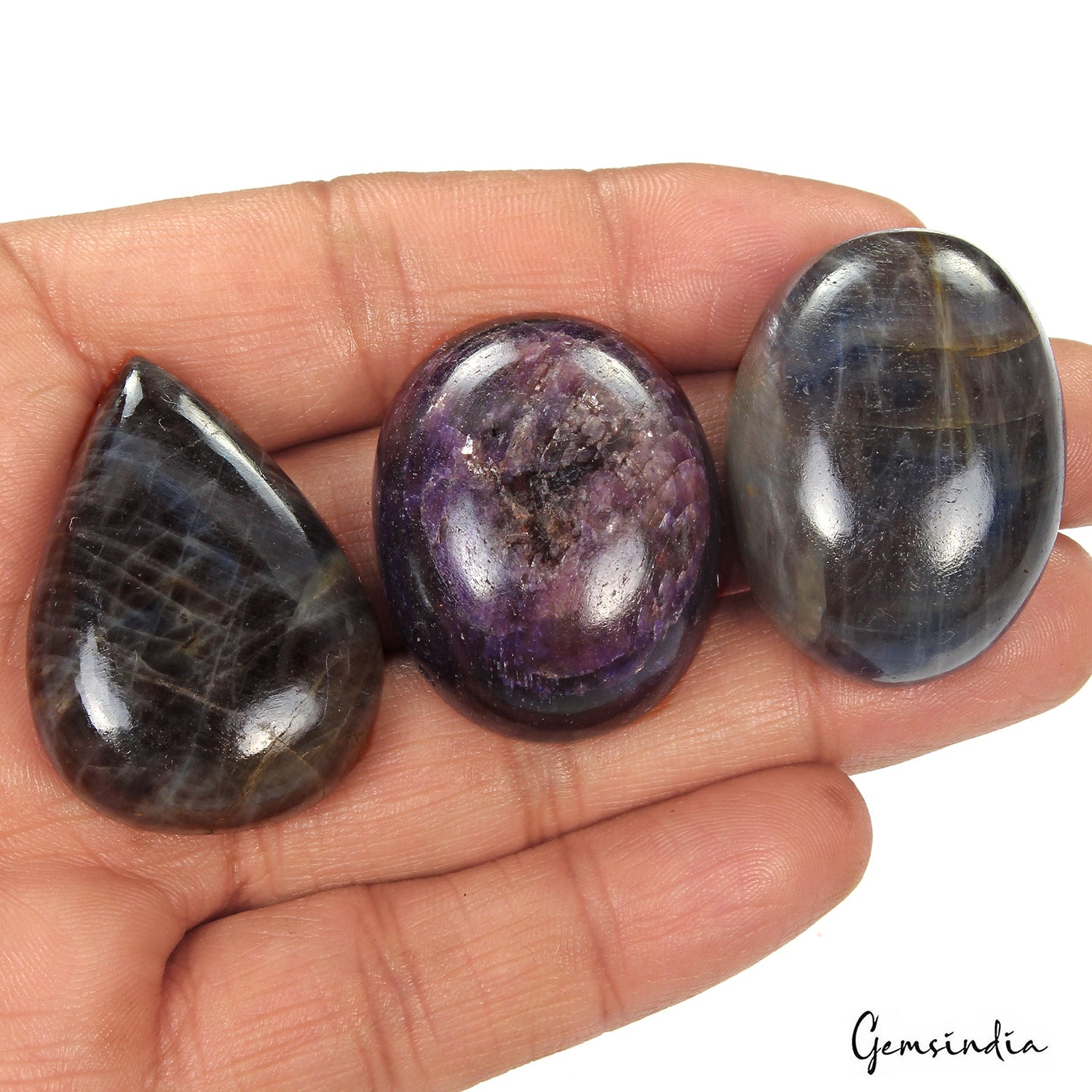 470 Ct Natural Untreated Blue Brown Sapphire Mix Cabochon Loose Gemstone Lot 3Pc